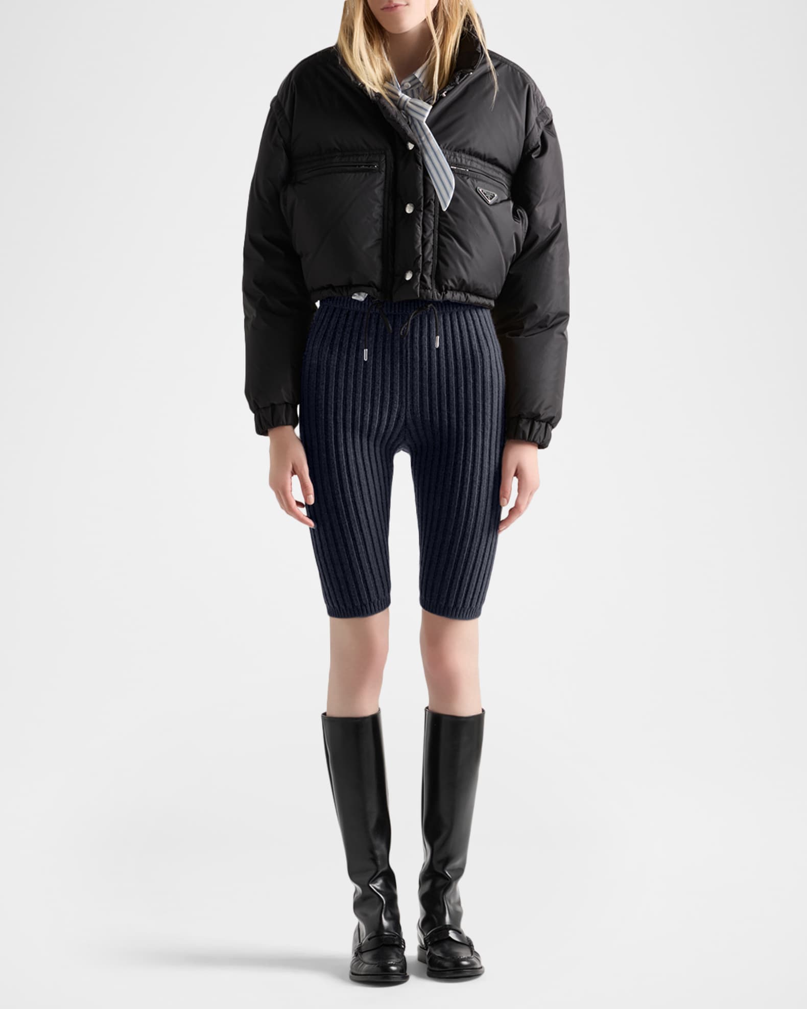 Cropped Re-Nylon Down Jacket