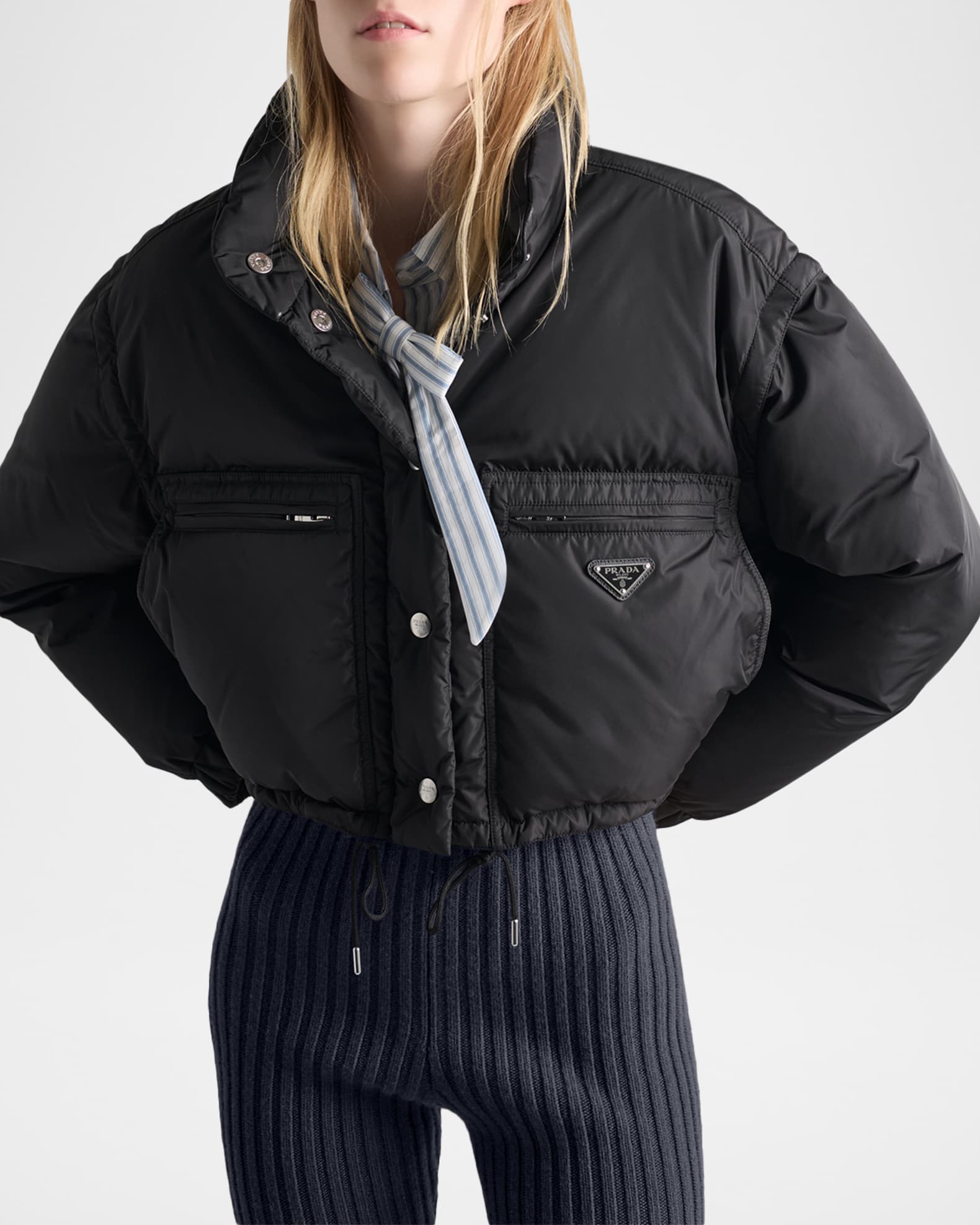 Cropped Re-Nylon Down Jacket