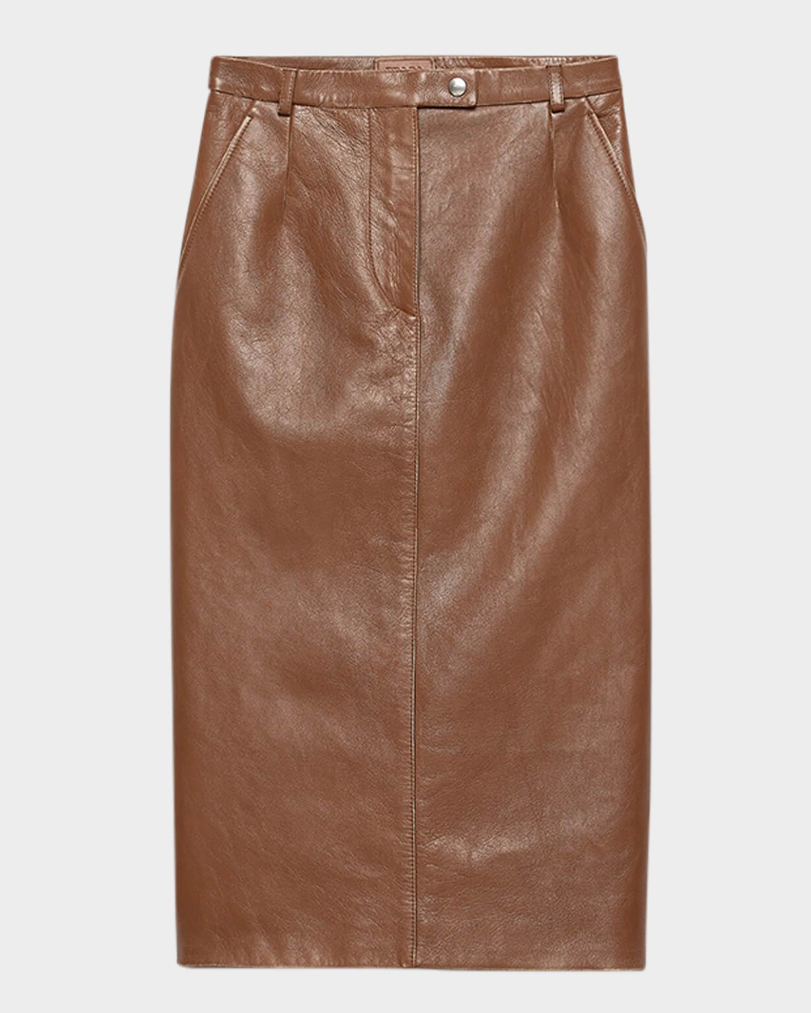 スカート PRADA Leather Skirt size40 Prada Nappa Leather Pencil Skirt | Neiman Marcus