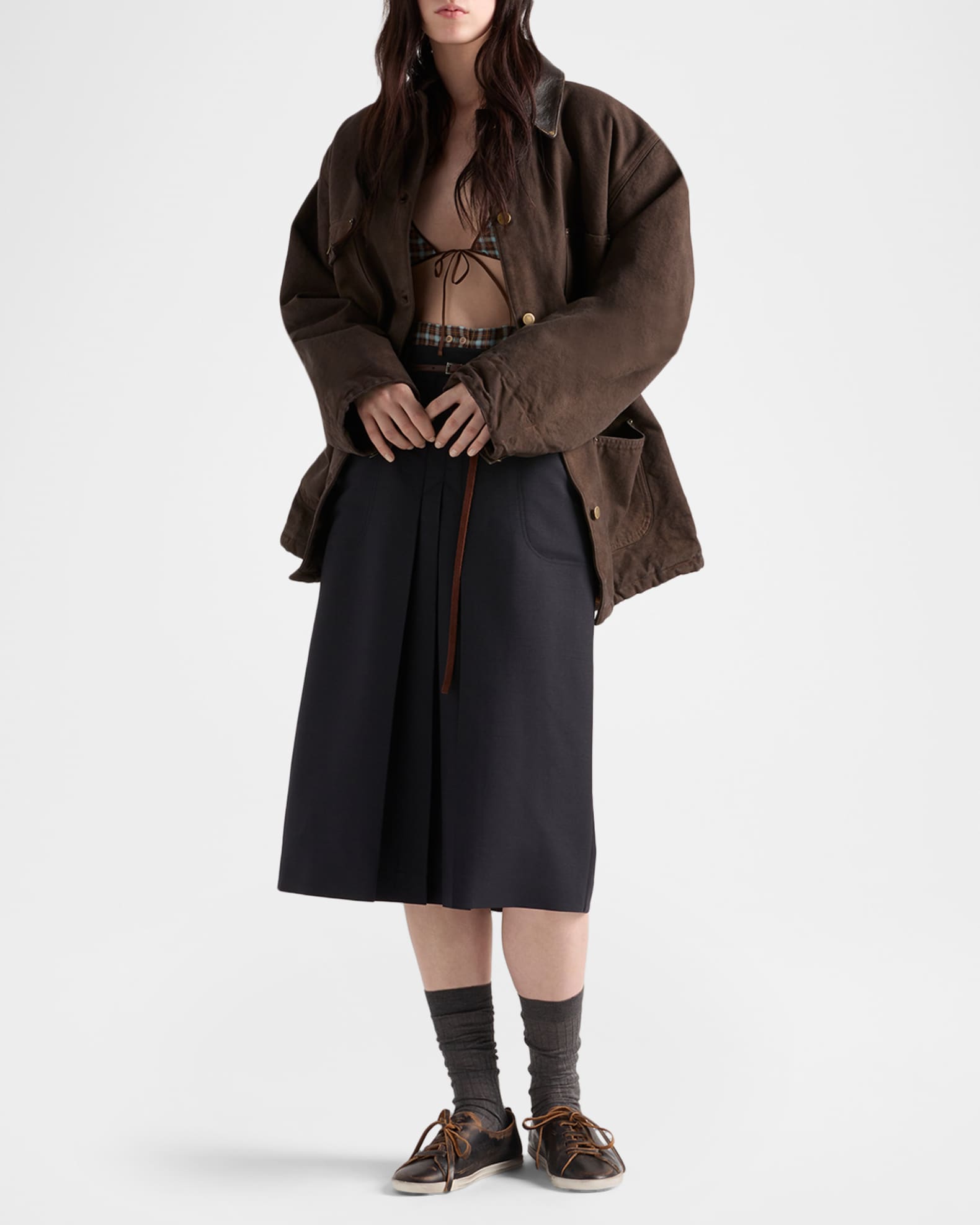 Prada Kid Mohair Midi Skirt | Neiman Marcus
