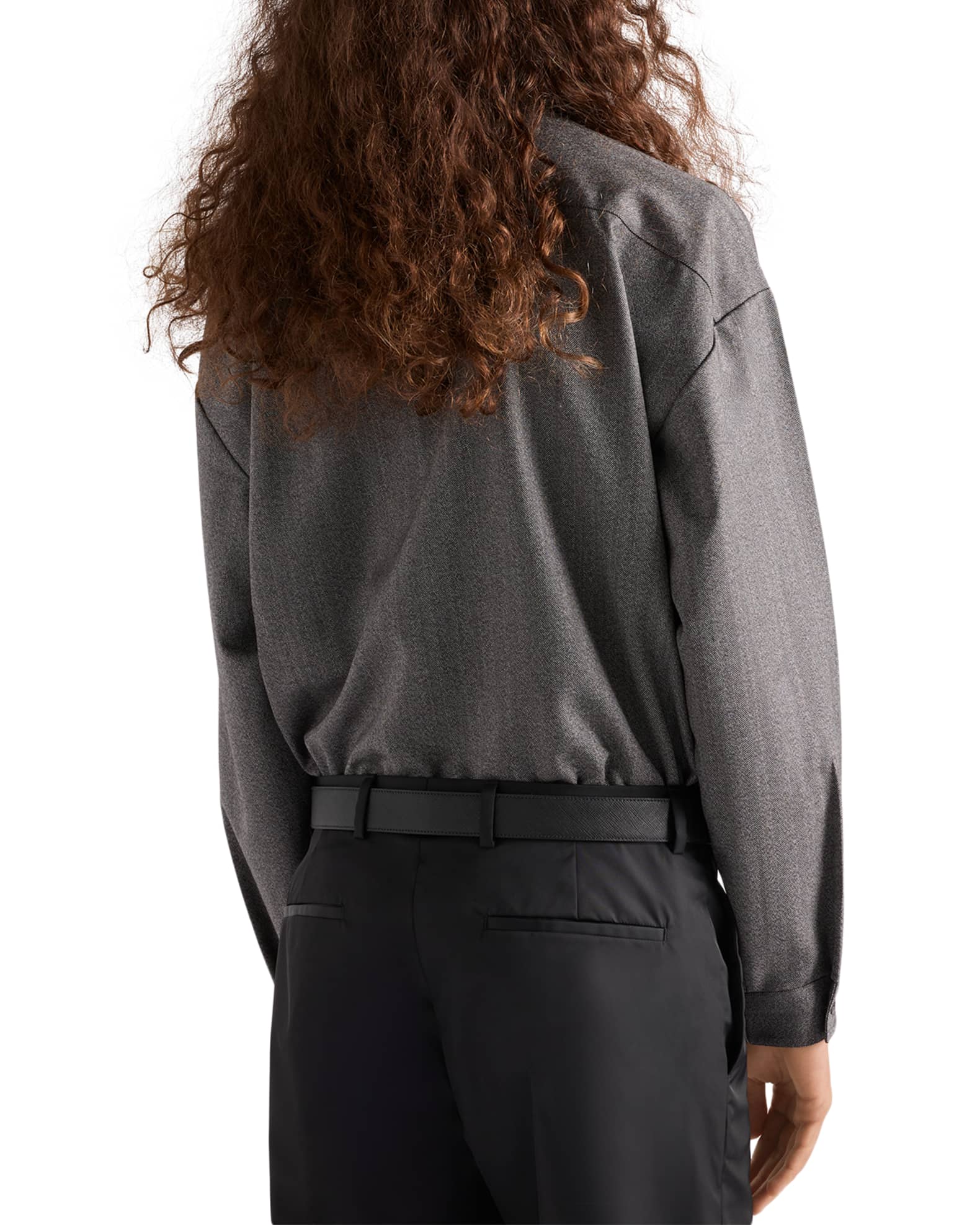 Prada Men's Wool Zipper Collared Shirt | Neiman Marcus