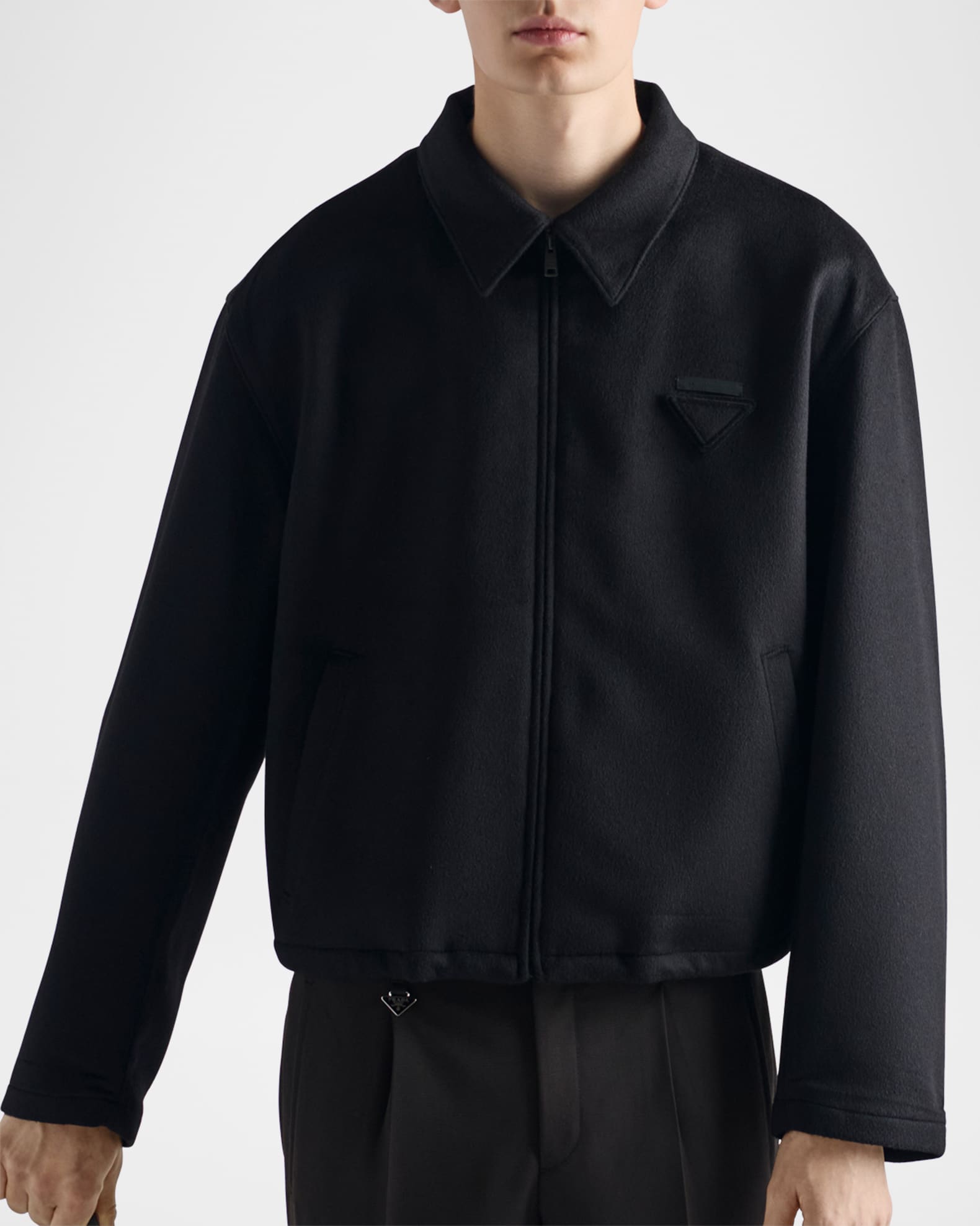 Prada Men's Wool-Cashmere Blouson Jacket | Neiman Marcus