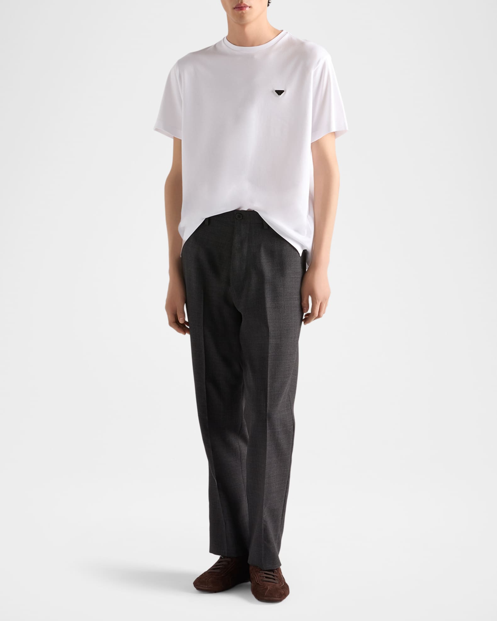 トップス Prada T-shirt Prada Stretch Cotton T-Shirt with Logo | Saks Fifth Avenue