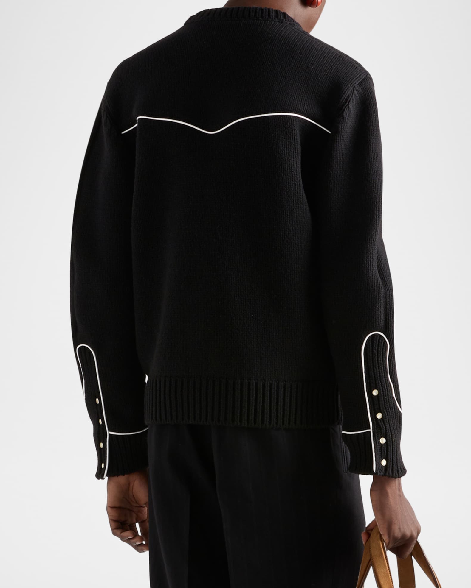 Prada Men's Oversized Shetland Wool Western Sweater | Neiman