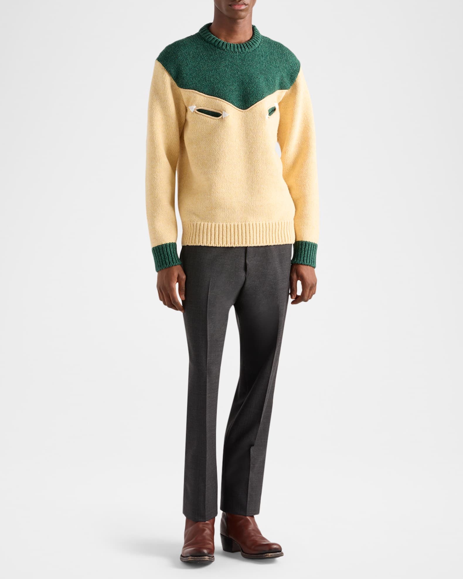 PRADA 新品Wool and viscose sweater Prada Wool Cashmere and Lamé Crew-Neck Sweater | Saks Fifth