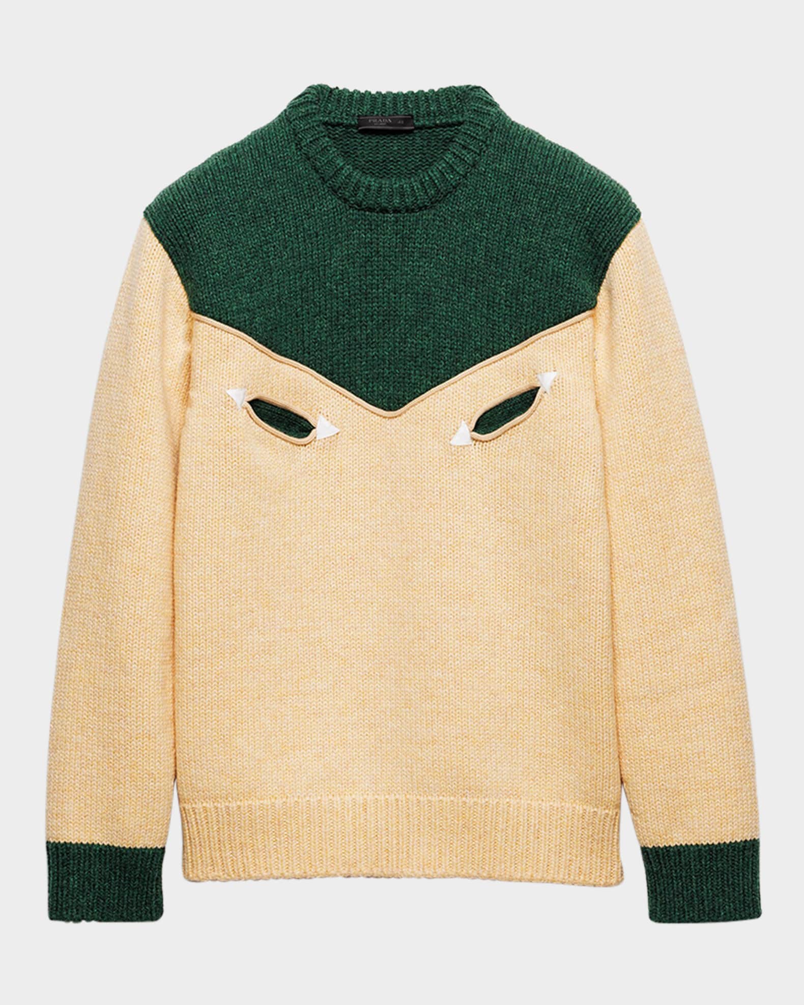 Prada Men's Shetland Wool Western Sweater | Neiman Marcus