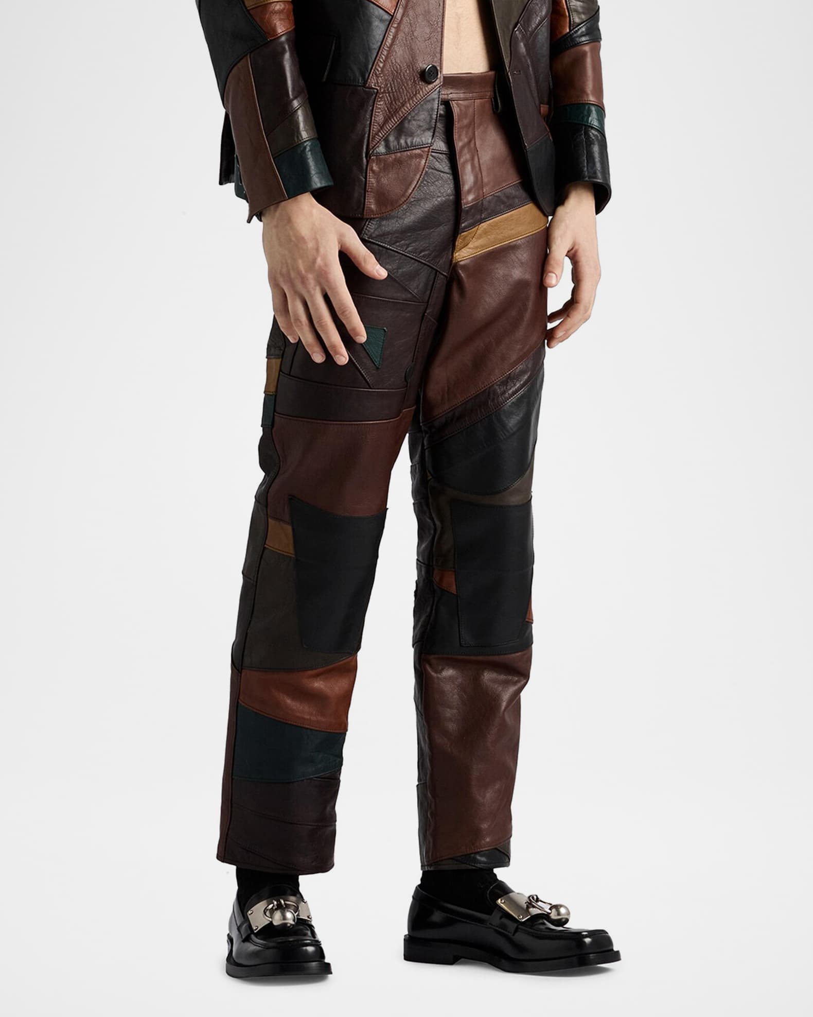 Prada Men's Patchwork Leather Jacket | Neiman Marcus