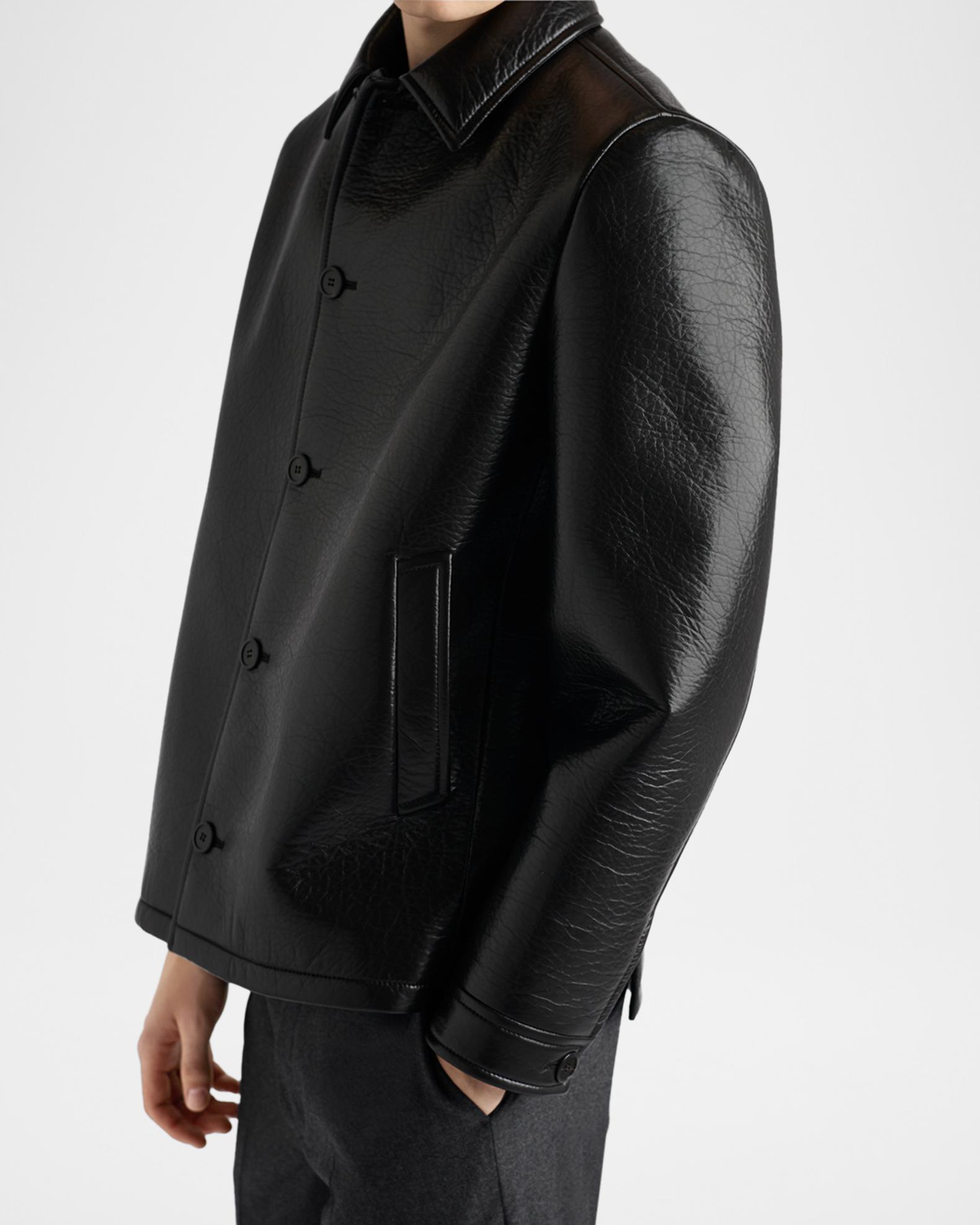 Prada Men's Nappa Leather Caban Jacket | Neiman Marcus