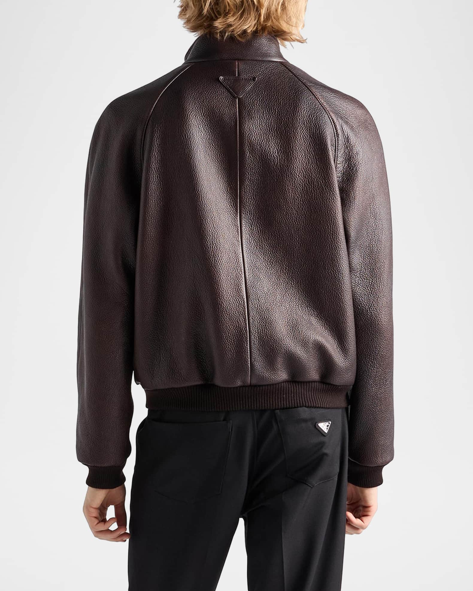 Prada Men's Leather Bomber Jacket | Neiman Marcus