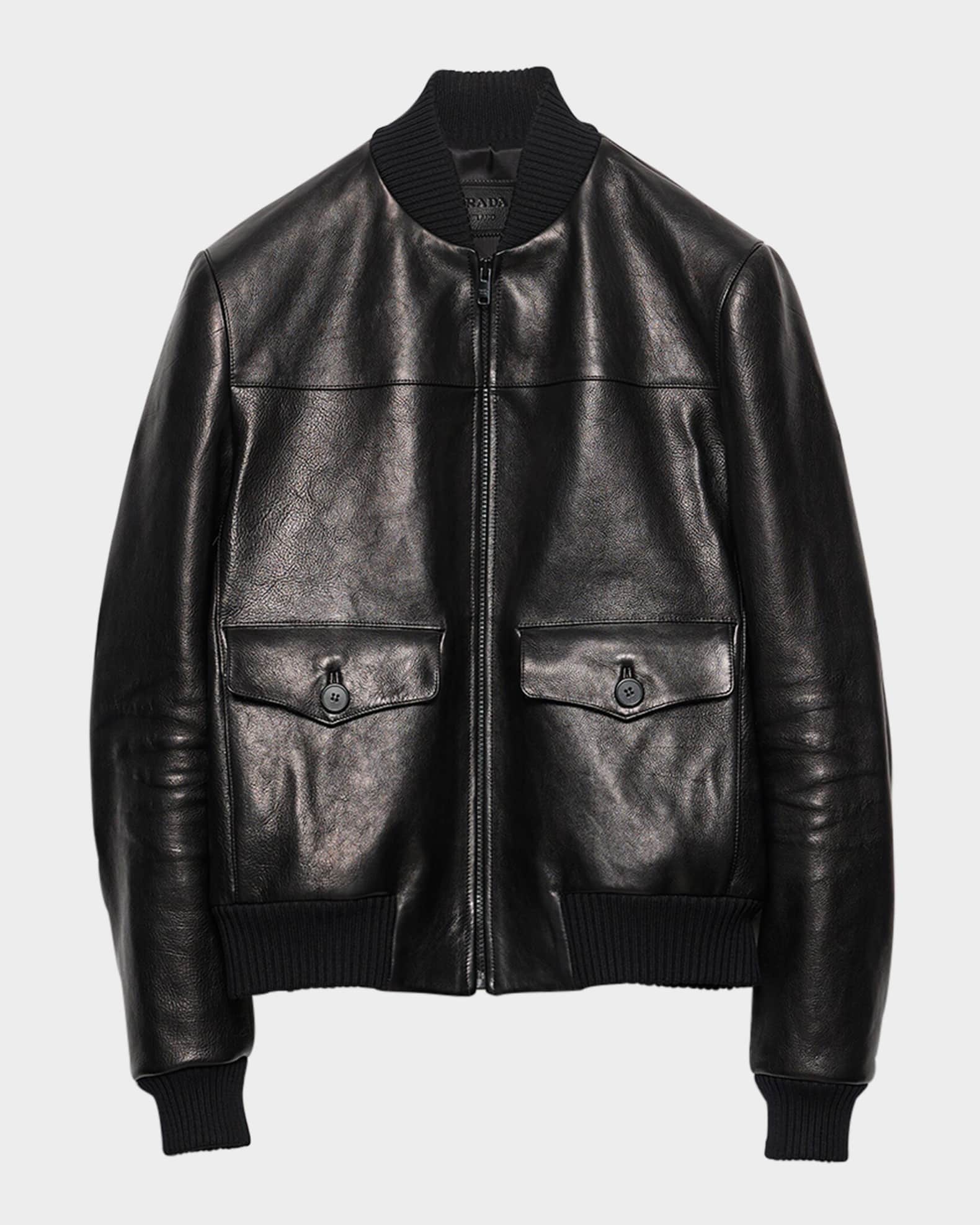 Men's Leather Bomber Jacket 0