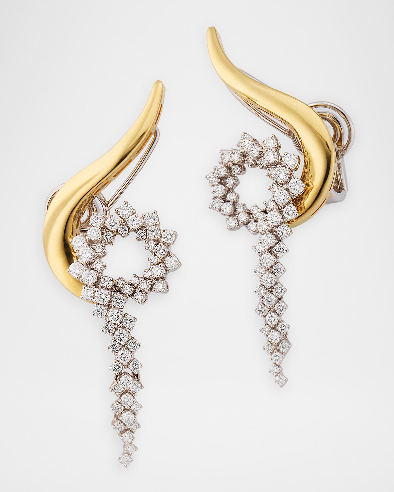 Yeprem 18K Yellow and White Gold Diamond Loop Earrings | Neiman Marcus