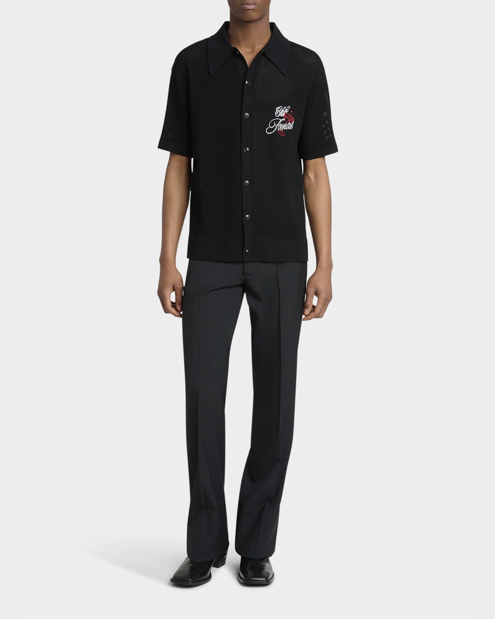 Amiri Men's Club Amiri Crochet Short-Sleeve Shirt | Neiman Marcus
