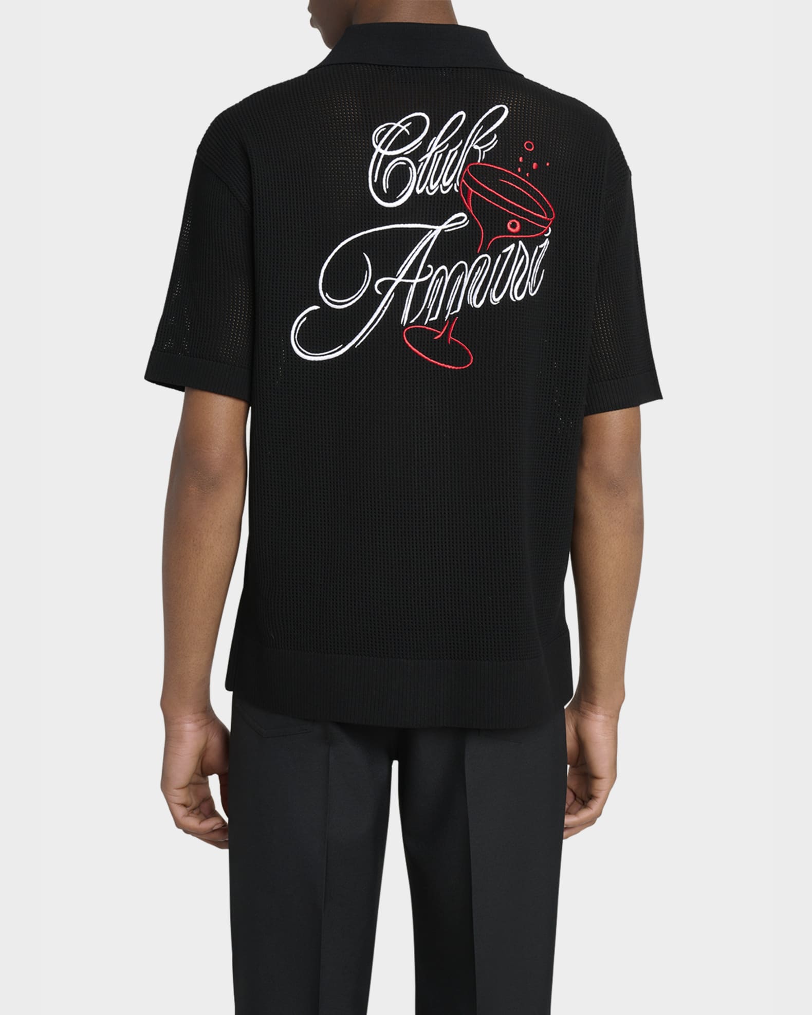 AMIRIシャツ Amiri Men's Club Amiri Crochet Short-Sleeve Shirt | Neiman Marcus