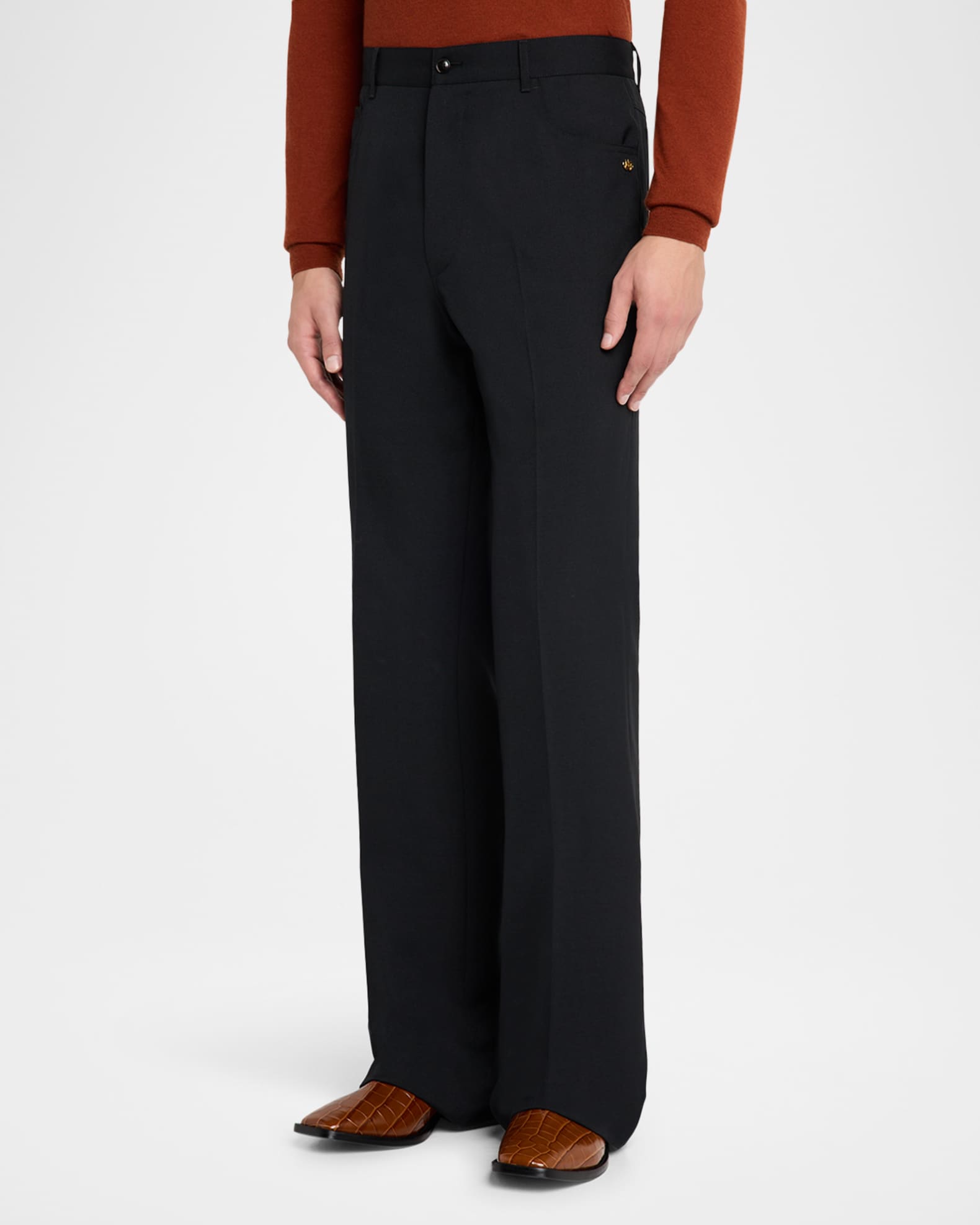 AMIRI BOOTLEG TROUSER レザーニットパンツ サイズ38 AMIRI: Black Boot Cut Leather Pants | SSENSE