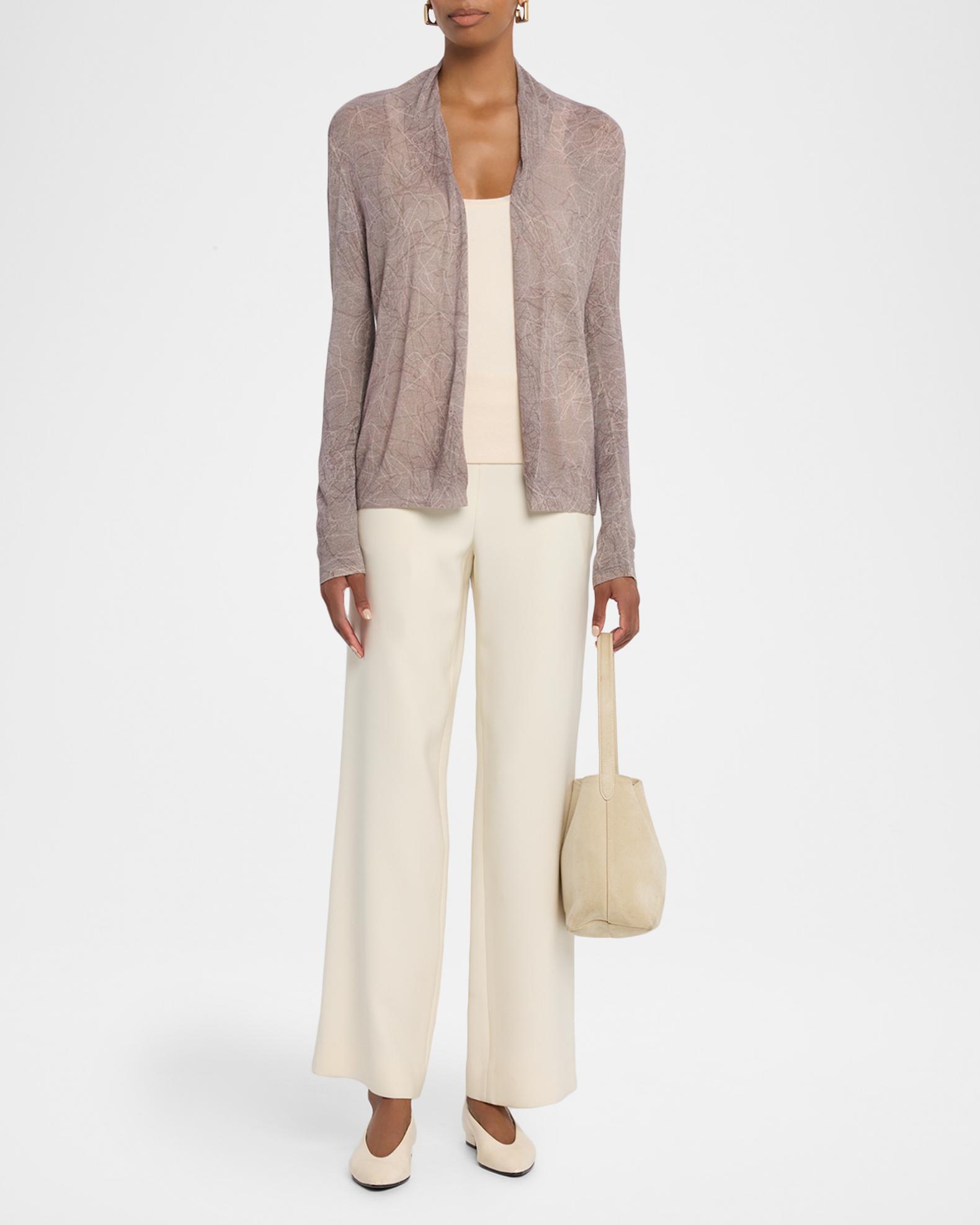 Cashmere Abstract-Print Open Cardigan | Neiman Marcus