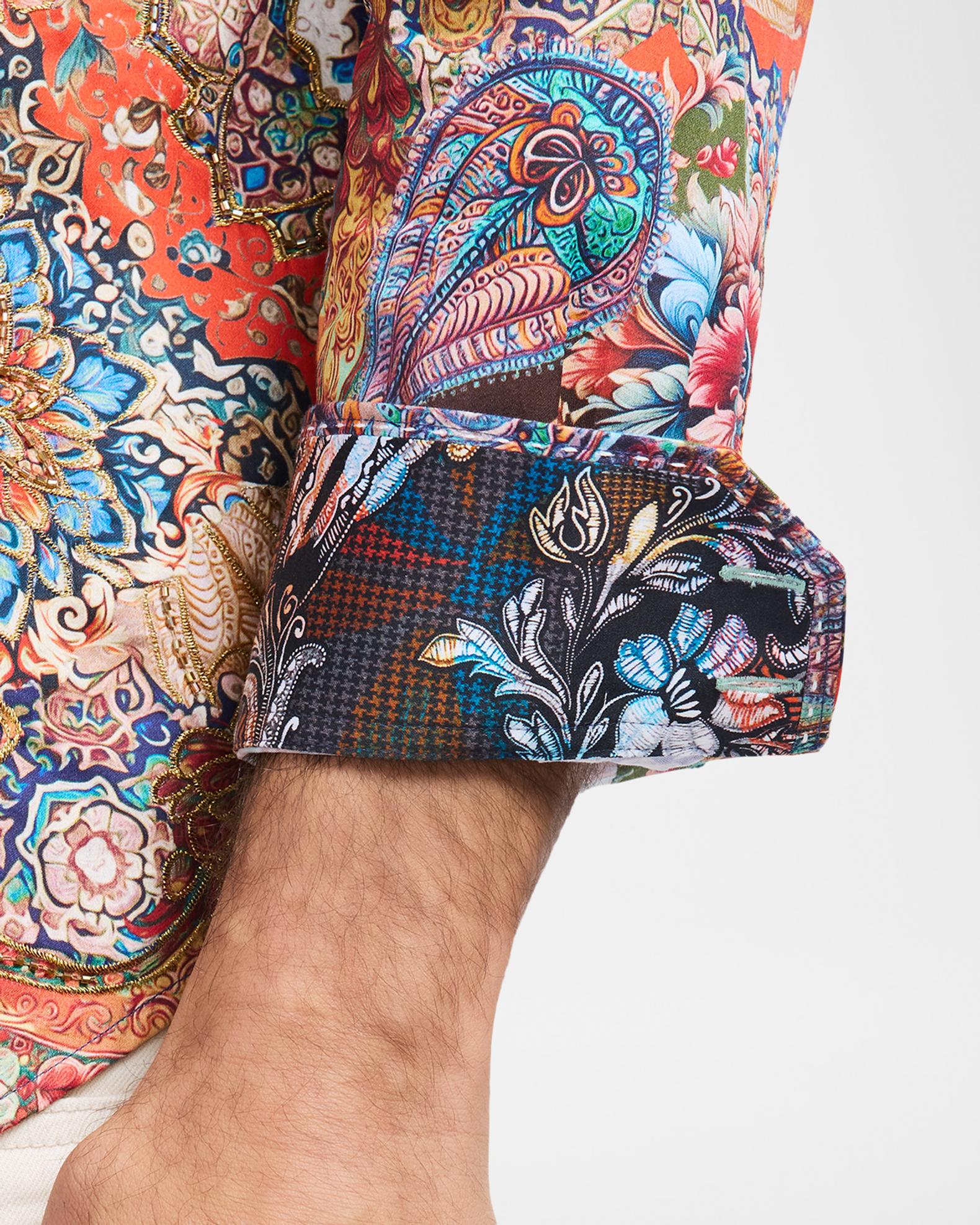 Camicia Robert Graham Maspeth Raso – Maniche Lunghe, Colletto Button-down, Taglia XL, Multicolor
