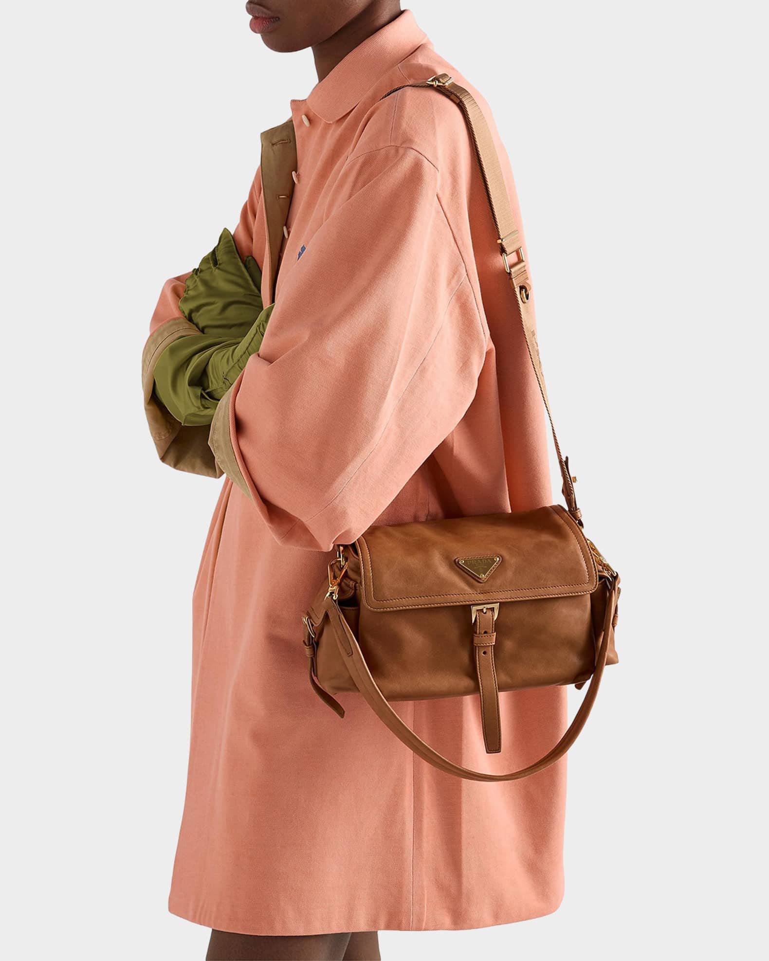 Prada Explore Medium Nappa Leather Shoulder Bag | Neiman Marcus