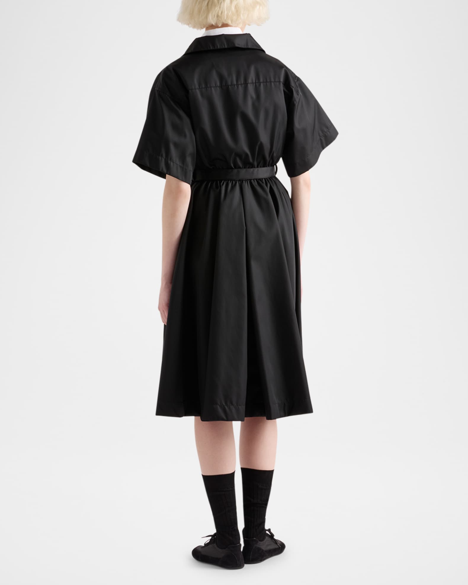 Prada Short-Sleeved Re-Nylon Midi Dress | Neiman Marcus