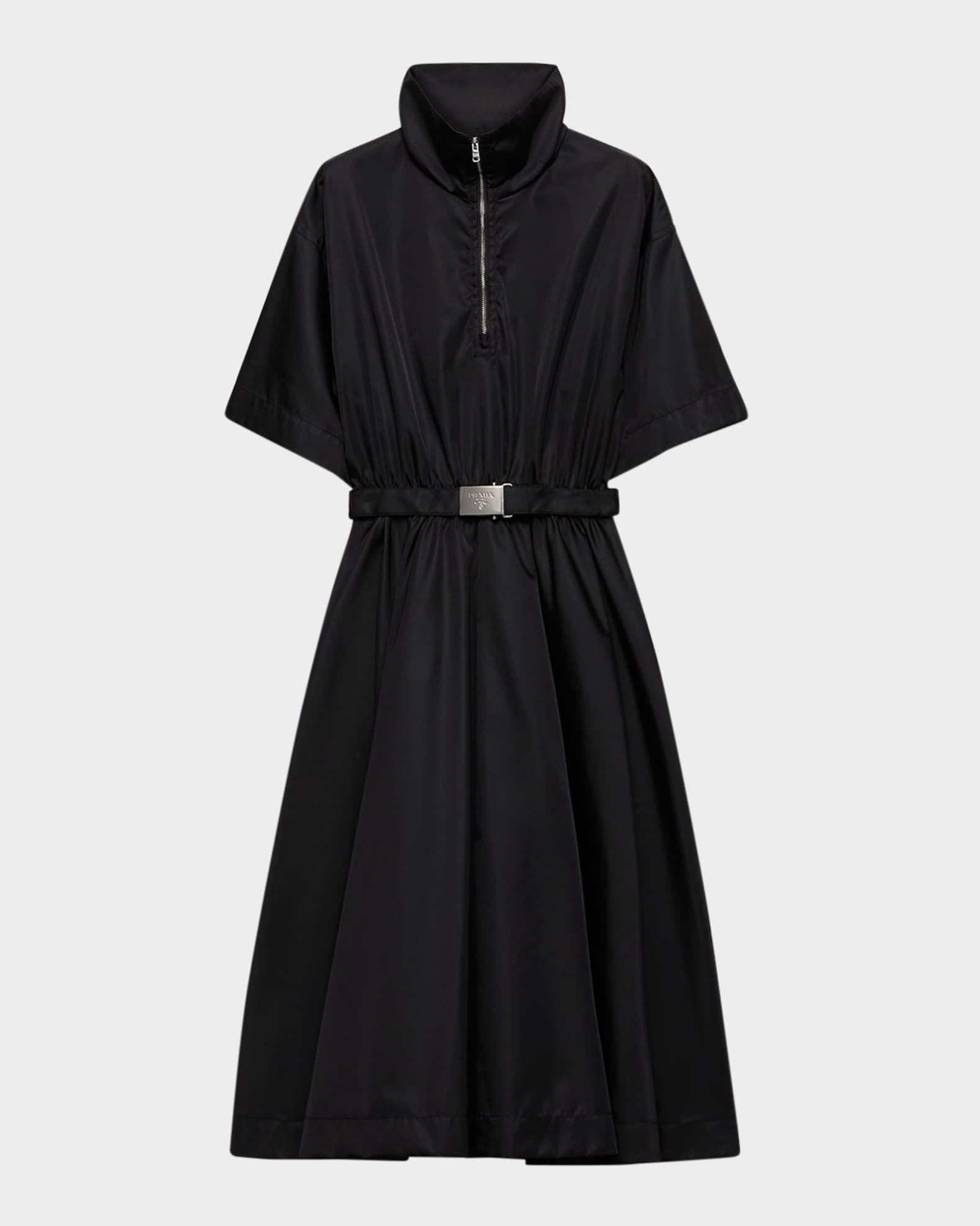 Short-Sleeved Re-Nylon Midi Dress 0