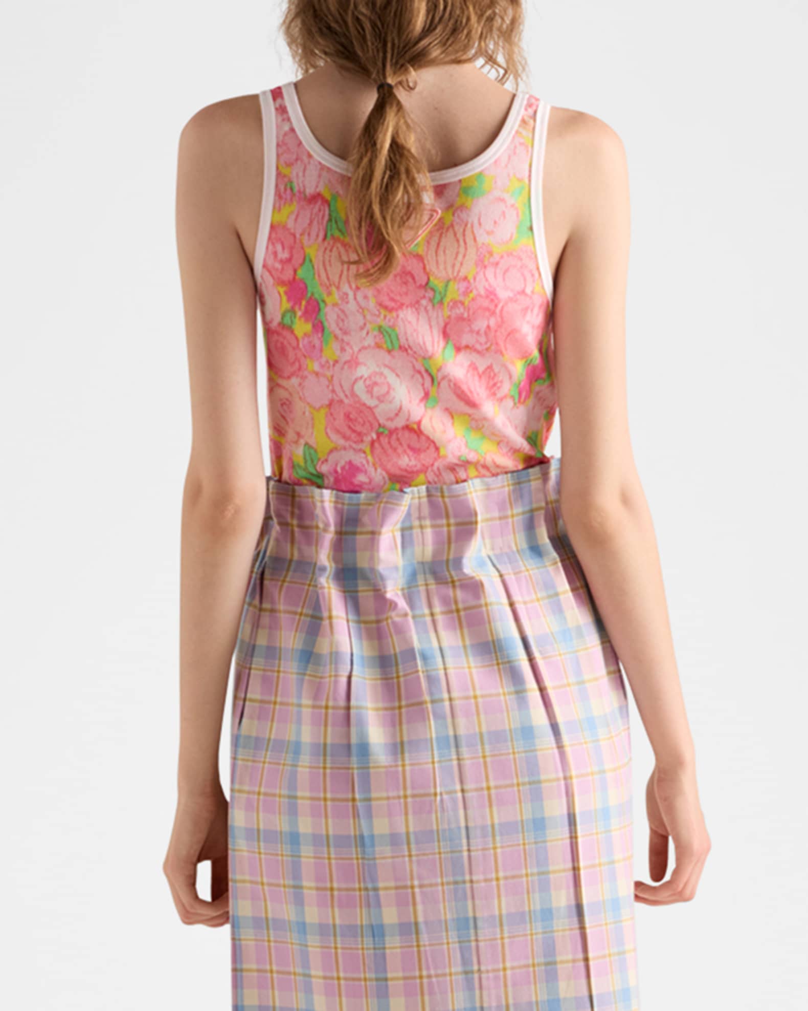 Prada Floral-Print Ribbed Knit Cotton Tank Top | Neiman Marcus