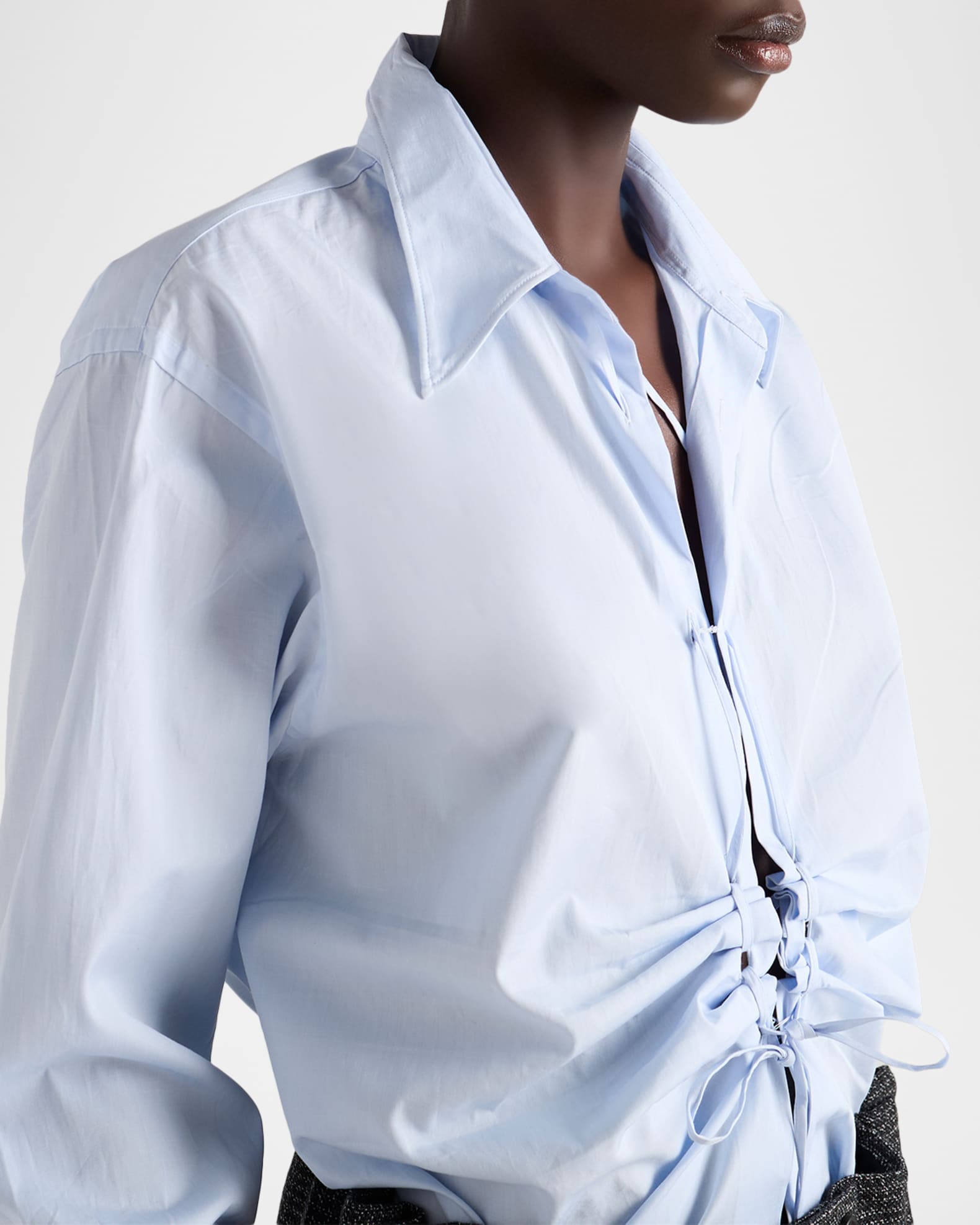 Prada Lace-Up Collared Shirt | Neiman Marcus