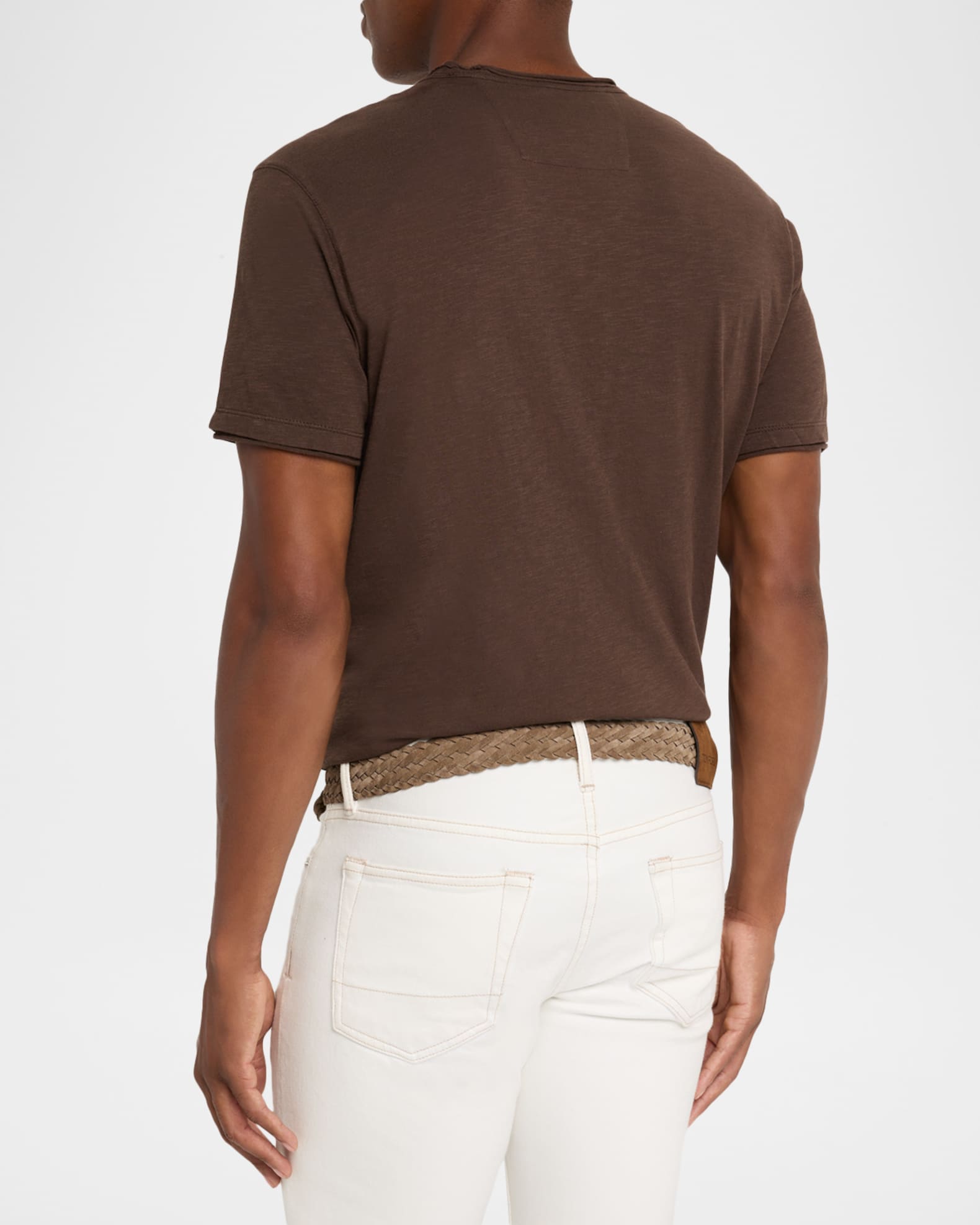 John Varvatos Men's Miles Raw Edge Slub Cotton V-Neck T-Shirt