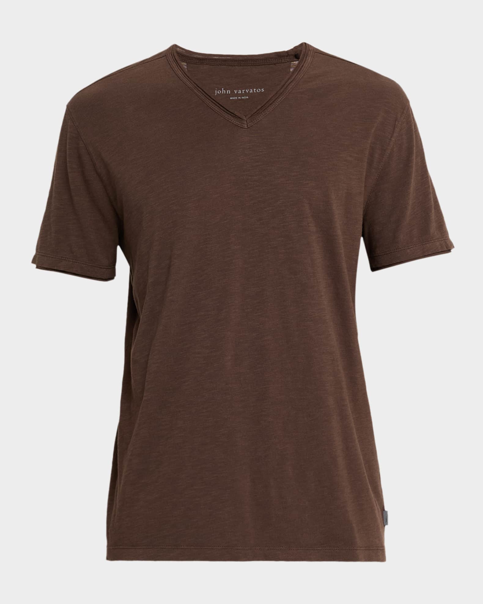 John Varvatos Men's Miles Raw Edge Slub Cotton V-Neck T-Shirt