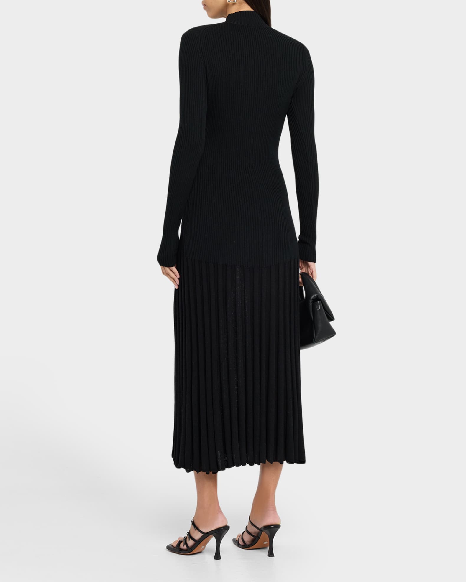 Proenza Schouler Jada Turtleneck Drop-Waist Button-Front Maxi Dress - Burgundy
