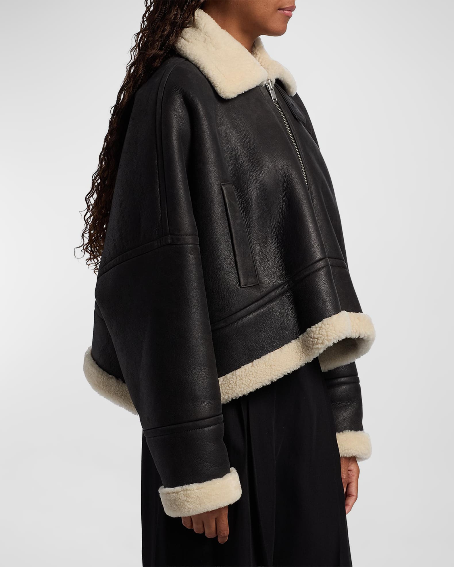 Proenza Schouler Alya Lamb Shearling Oversized Aviator Jacket