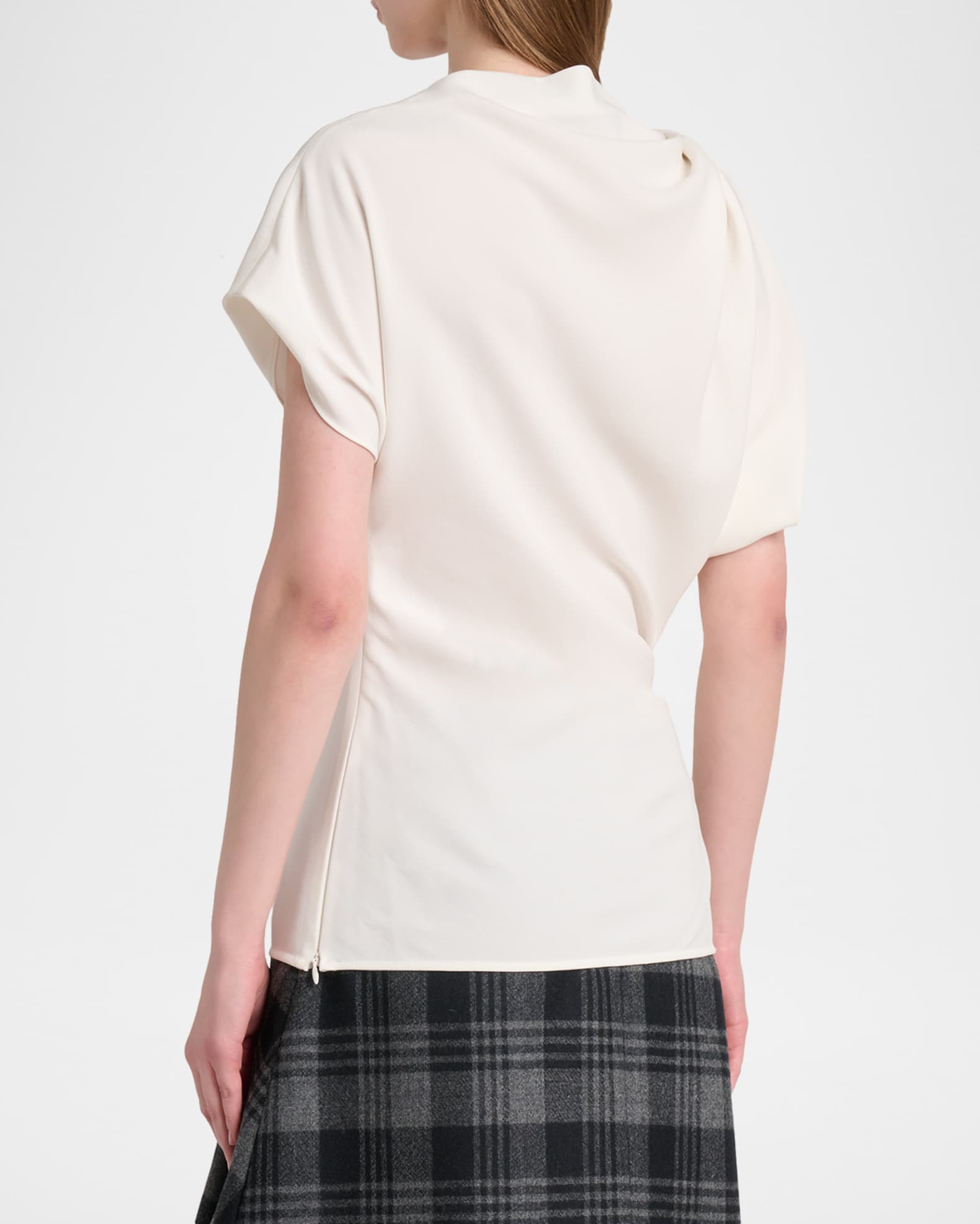 Proenza Schouler Malika Draped Short-Sleeve Top | Neiman Marcus