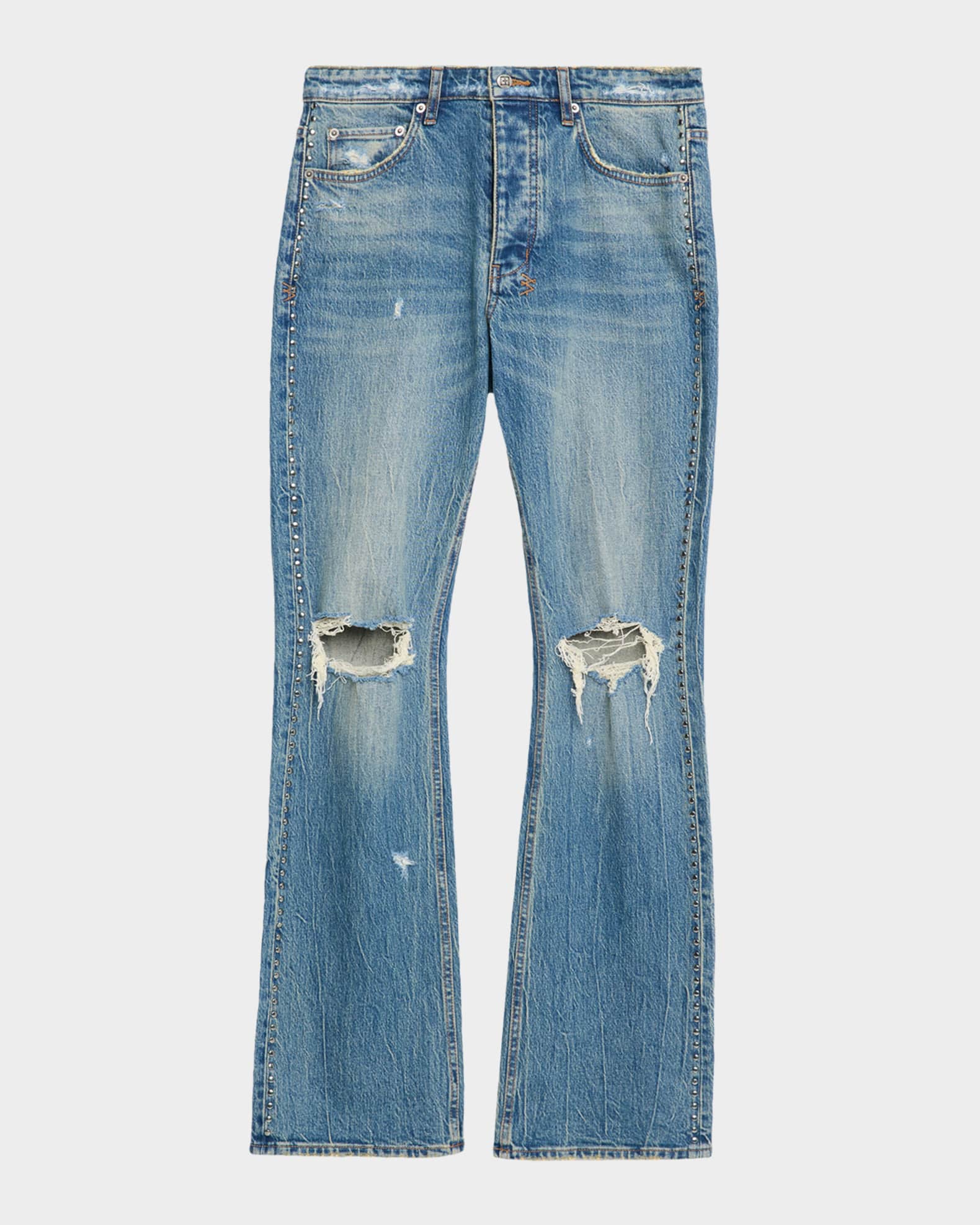 ブロこ Ksubi Men's Bronko Texas Studded Bootcut Jeans | Neiman Marcus