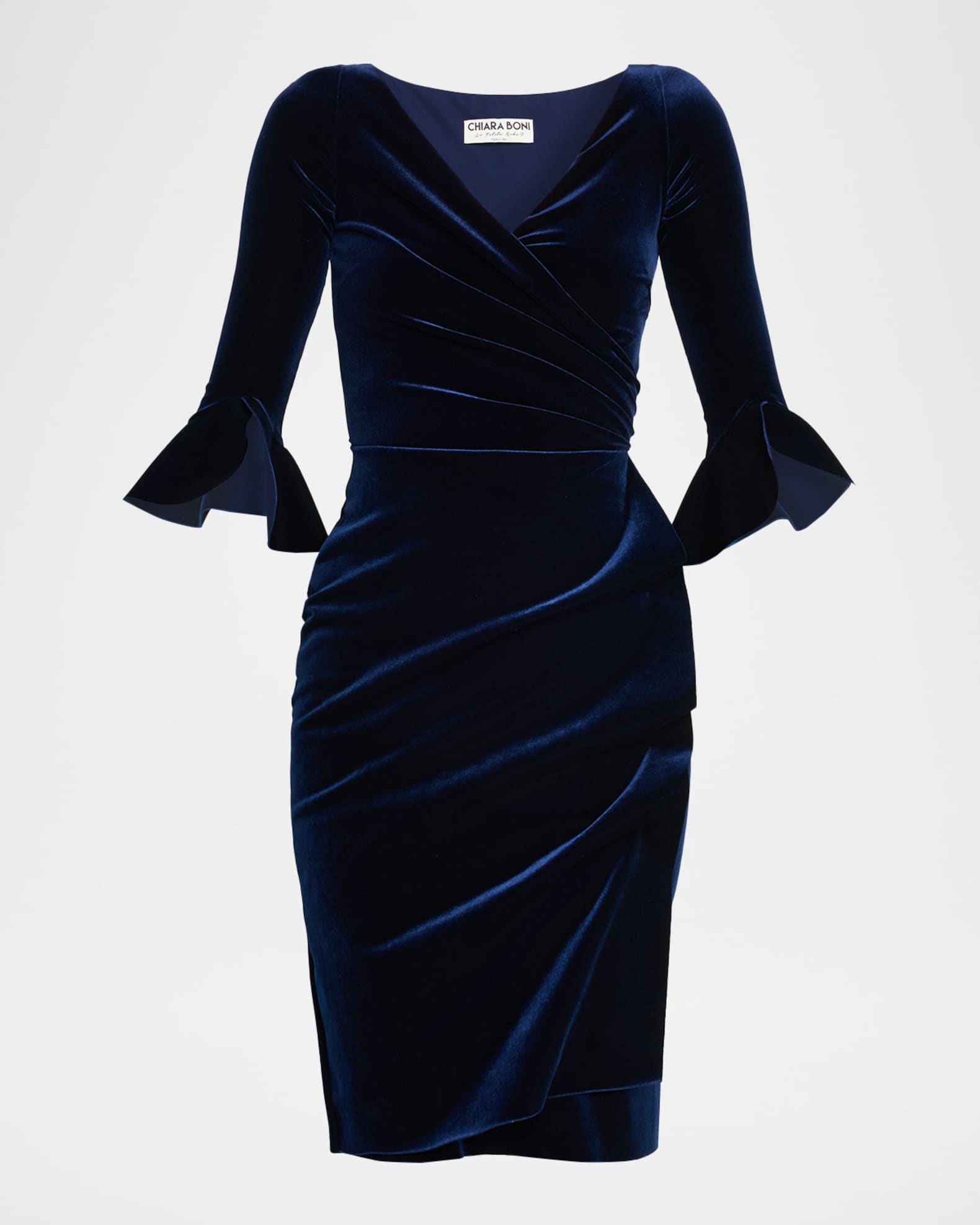 Chiara Boni La Petite Robe Women's Triana Velvet Wrap Dress - Blu Notte - Size 14
