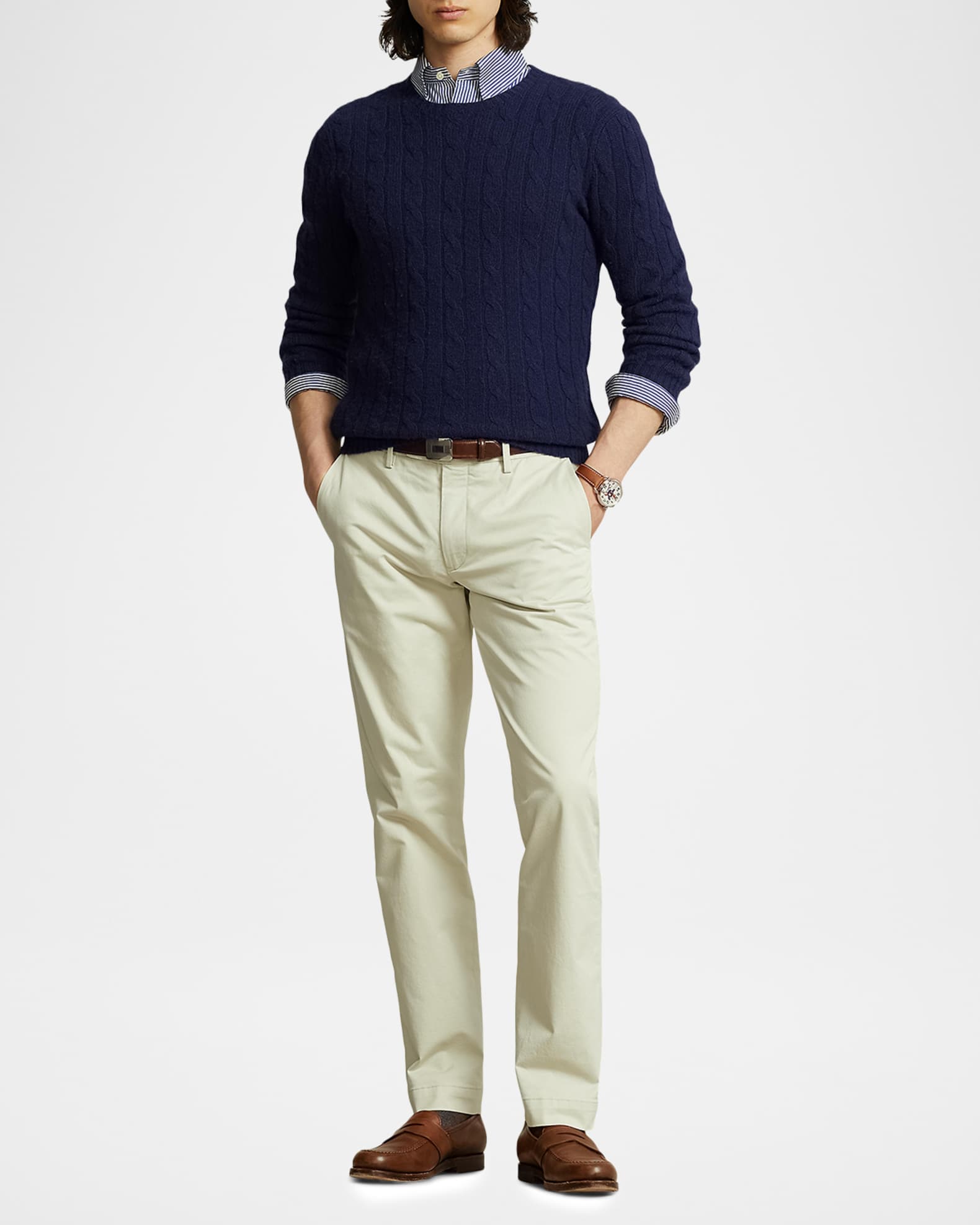 Polo Ralph Lauren Men's Stretch Straight Fit Chinos - Tan/Beige - Size 38x30 - Basic Sand