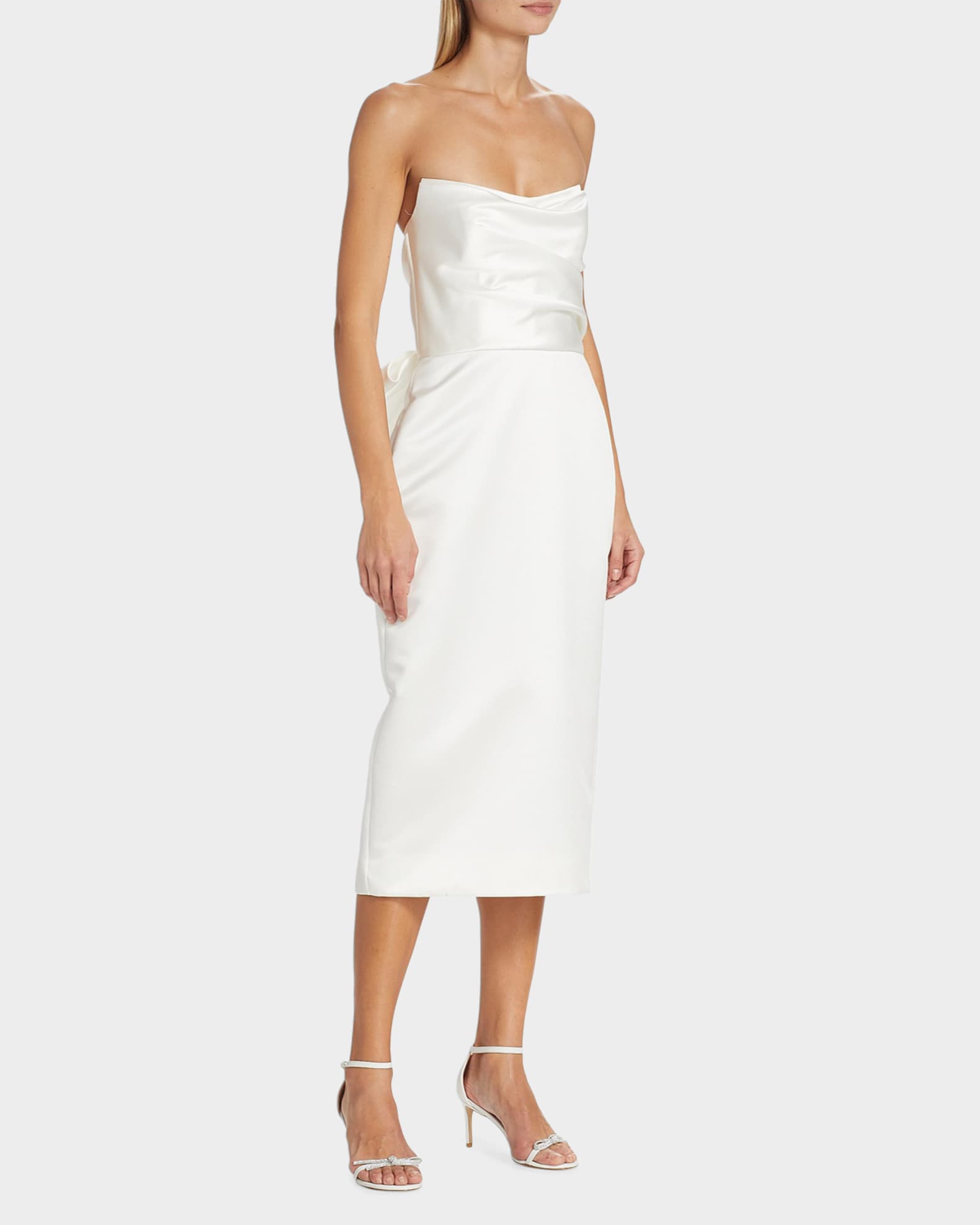 amsale duchess satin sheath dress Amsale Women's Duchess Satin Sheath Dress - Ivory