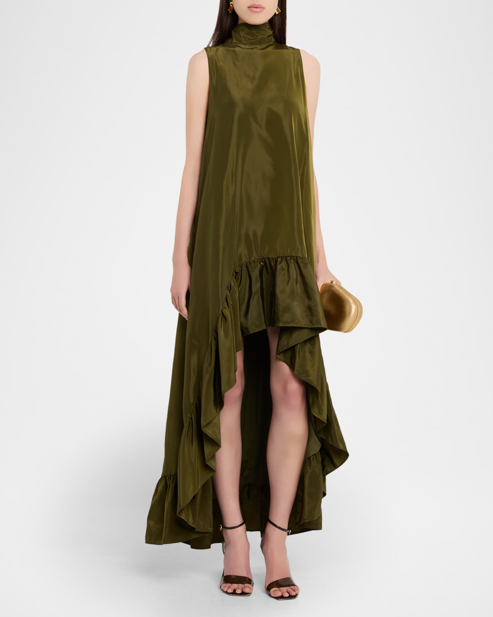 One33 Social Taffeta Ruffle High-Low Gown | Neiman Marcus