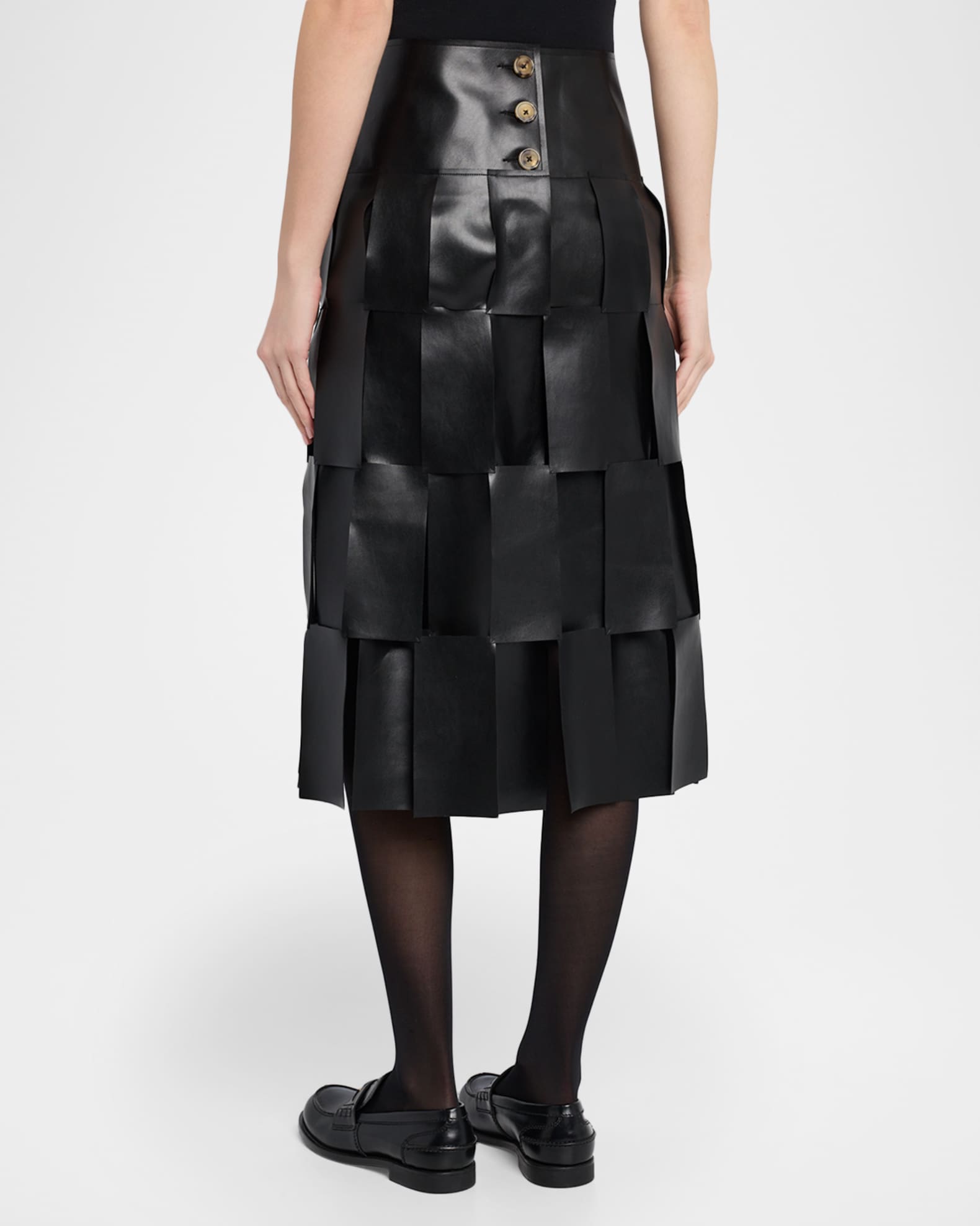 A.W.A.K.E. MODE Faux Leather Multi-Rectangle Midi Skirt | Neiman