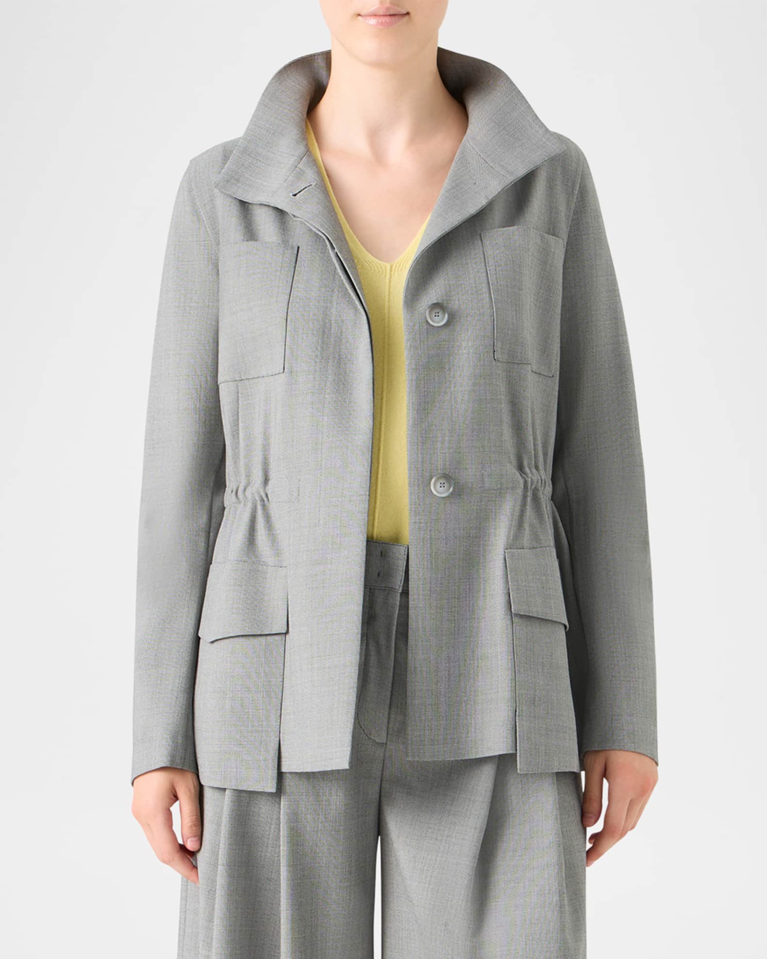 Akris Chianti Wool Knit Safari Jacket | Neiman Marcus