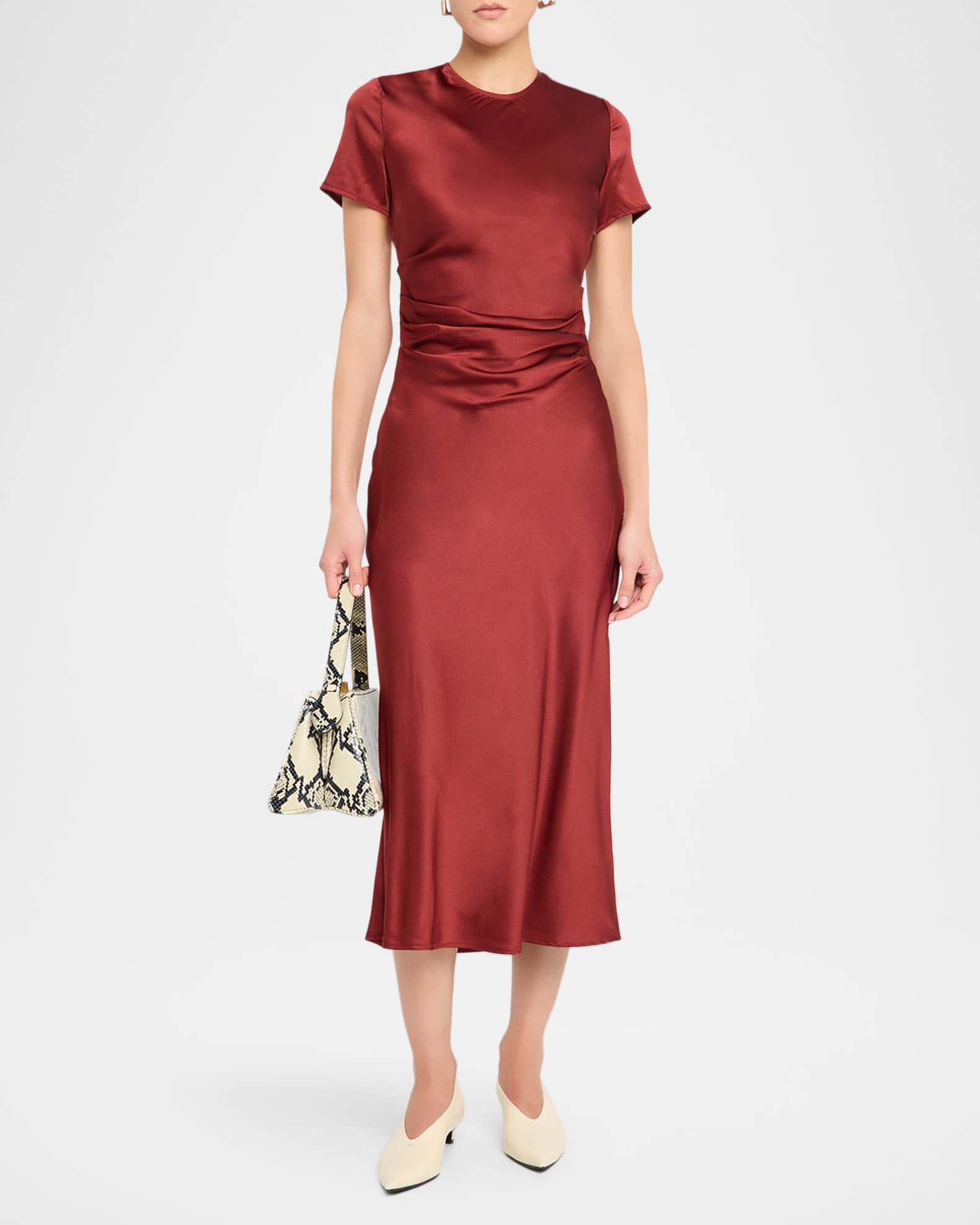 STAUD Marcel Silk Midi Dress Neiman Marcus