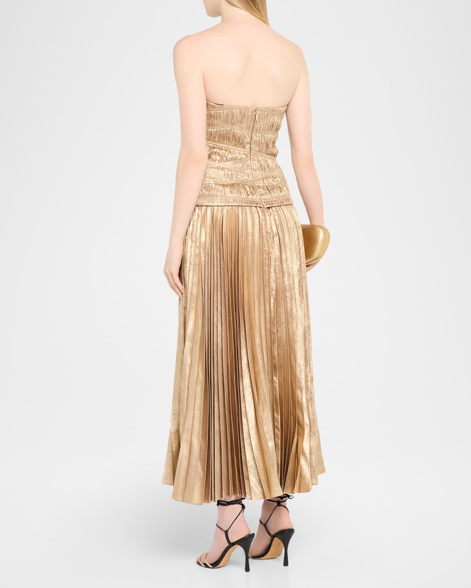 Acler Rockland Metallic Strapless Midi Dress | Neiman Marcus