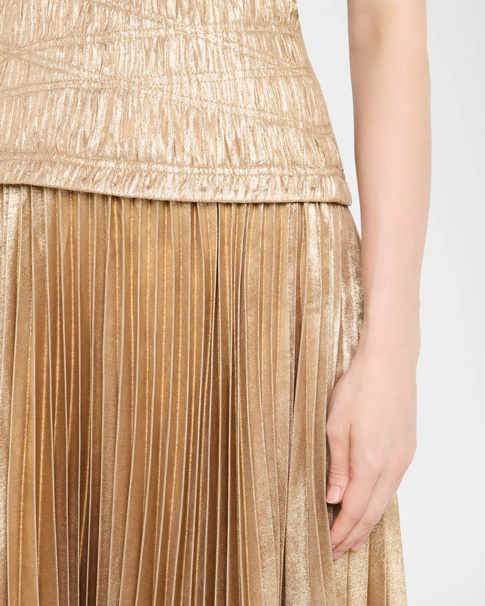 Acler Rockland Metallic Strapless Midi Dress | Neiman Marcus