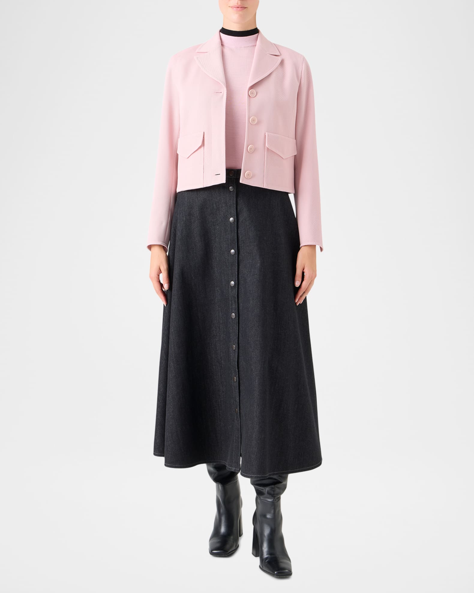 アクリス　AKRIS punto ウールジャケット Akris punto Wool Twill Single-Breasted Short Jacket | Neiman Marcus