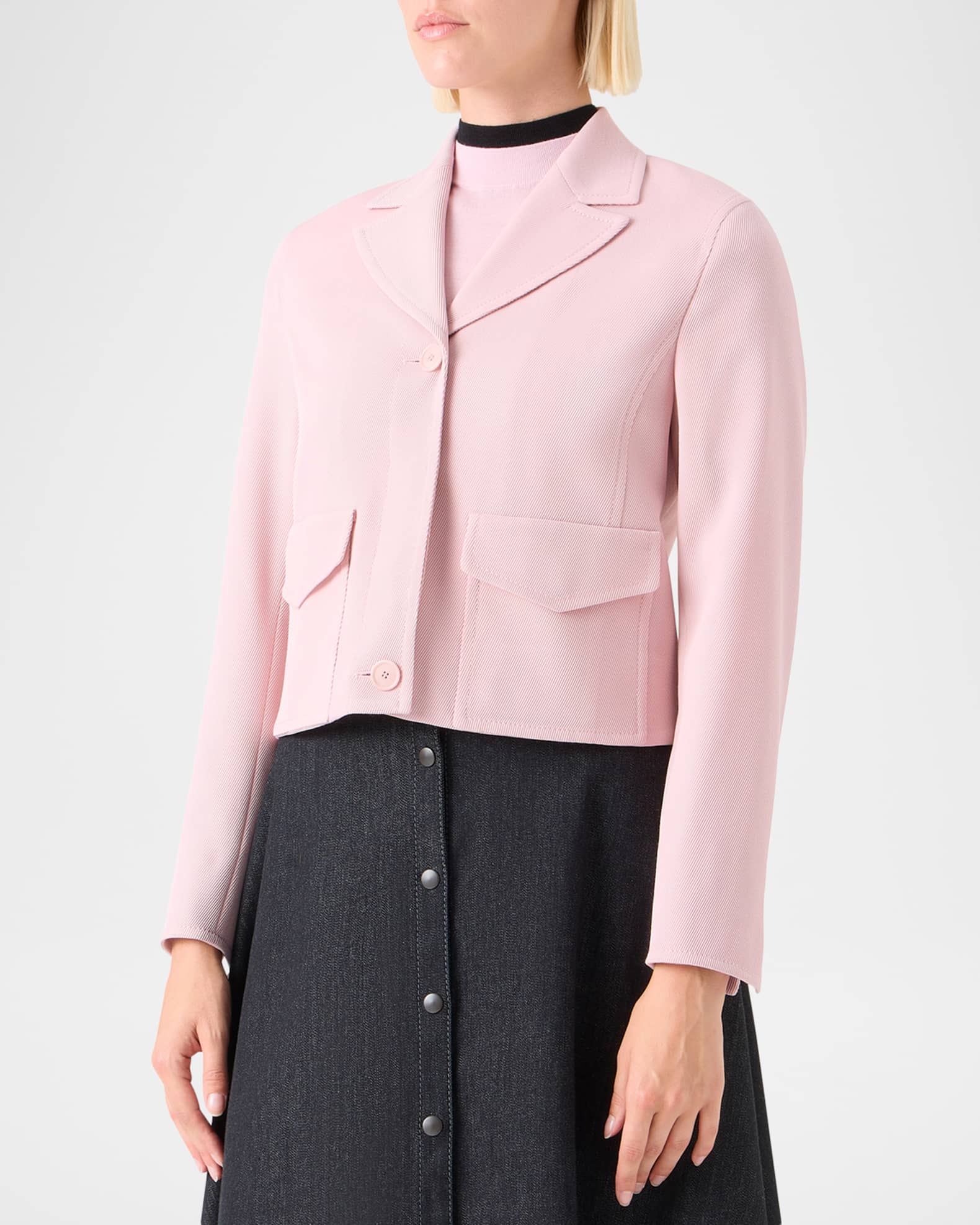Akris punto Wool Twill Single-Breasted Short Jacket | Neiman Marcus