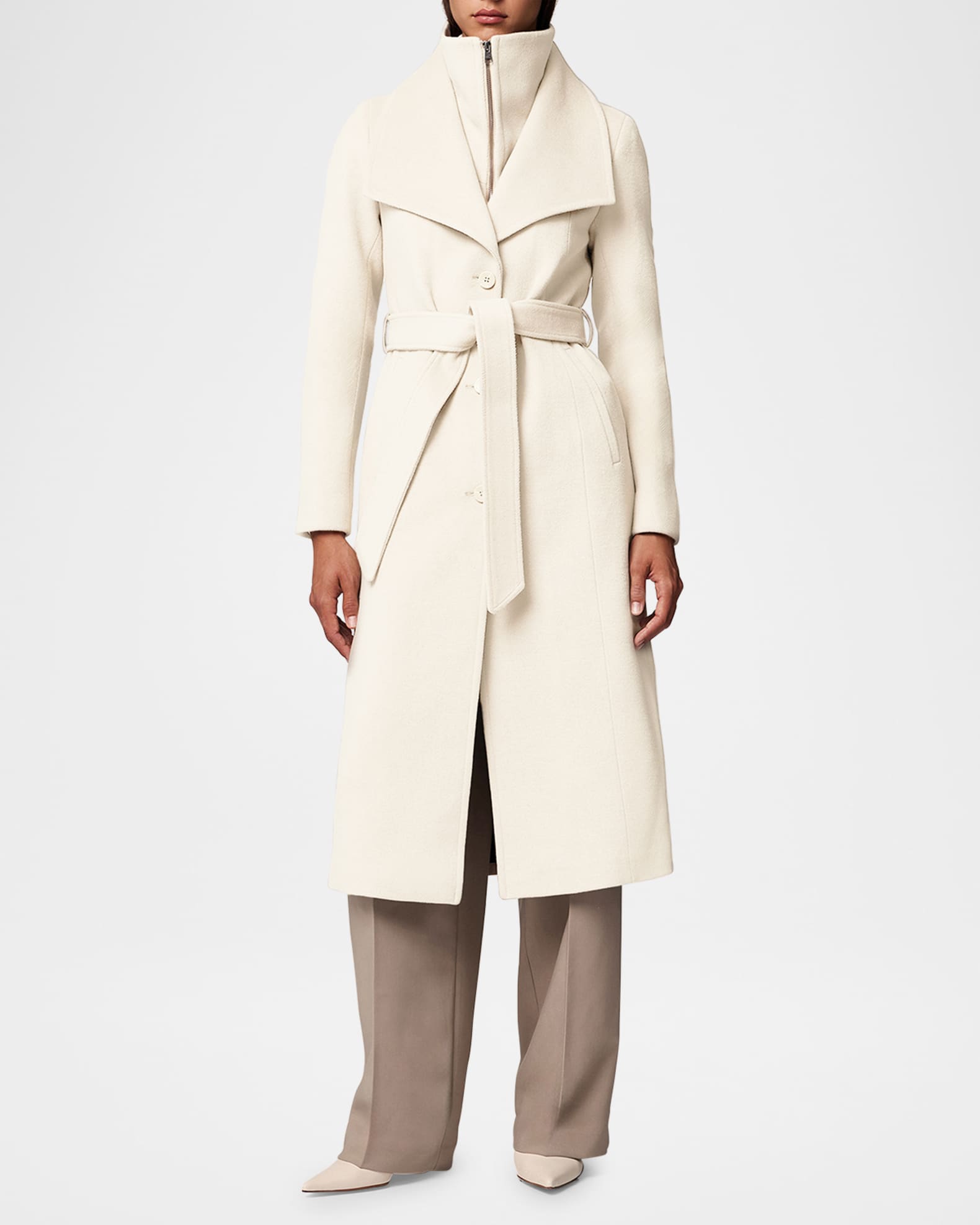 Soia & Kyo Ilana-U Belted Wool-Blend Coat with Bib | Neiman