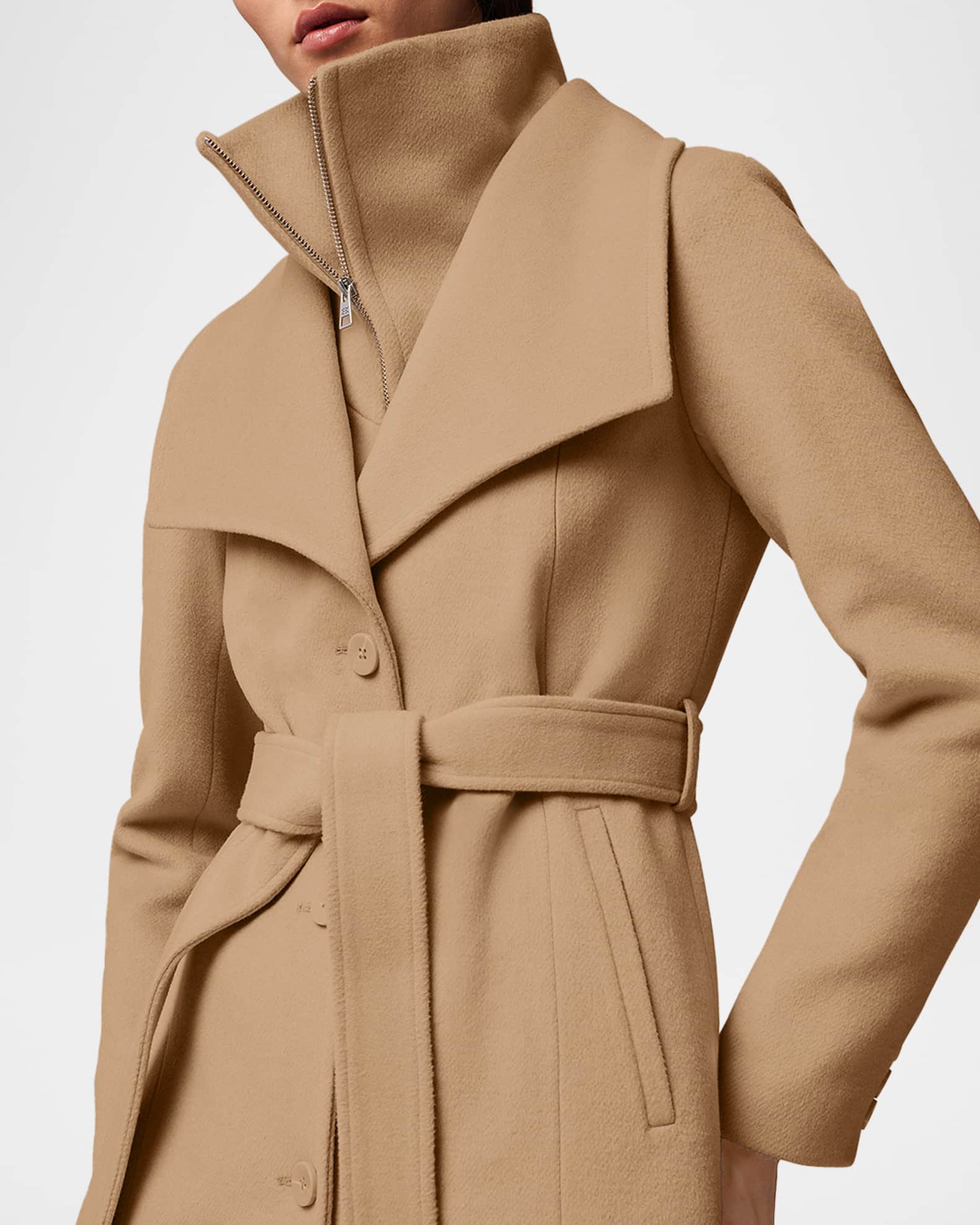 Soia & Kyo Ilana-U Belted Wool-Blend Coat with Bib | Neiman Marcus