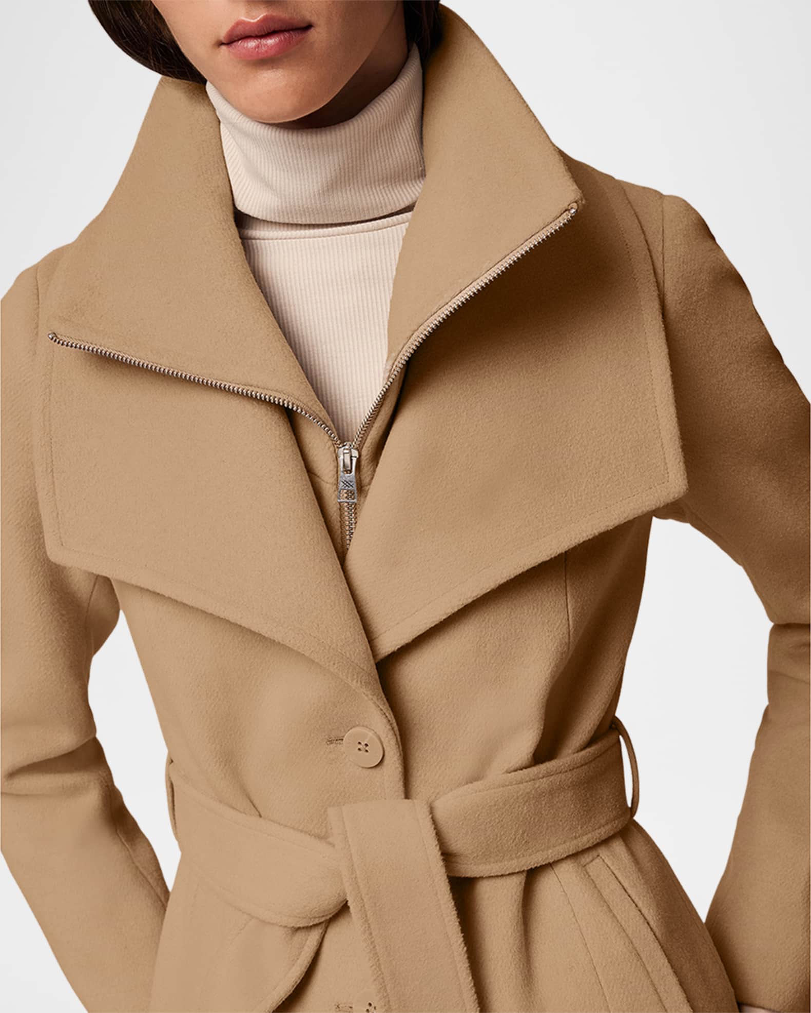 Soia & Kyo Ilana-U Belted Wool-Blend Coat with Bib | Neiman Marcus