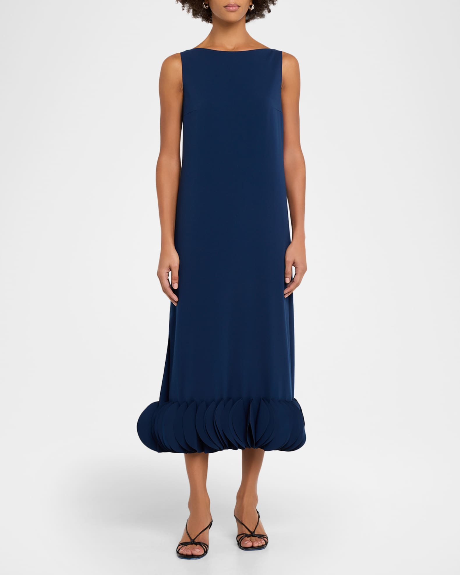 Akris punto Dot Ruffle Sleeveless Midi Dress | Neiman Marcus