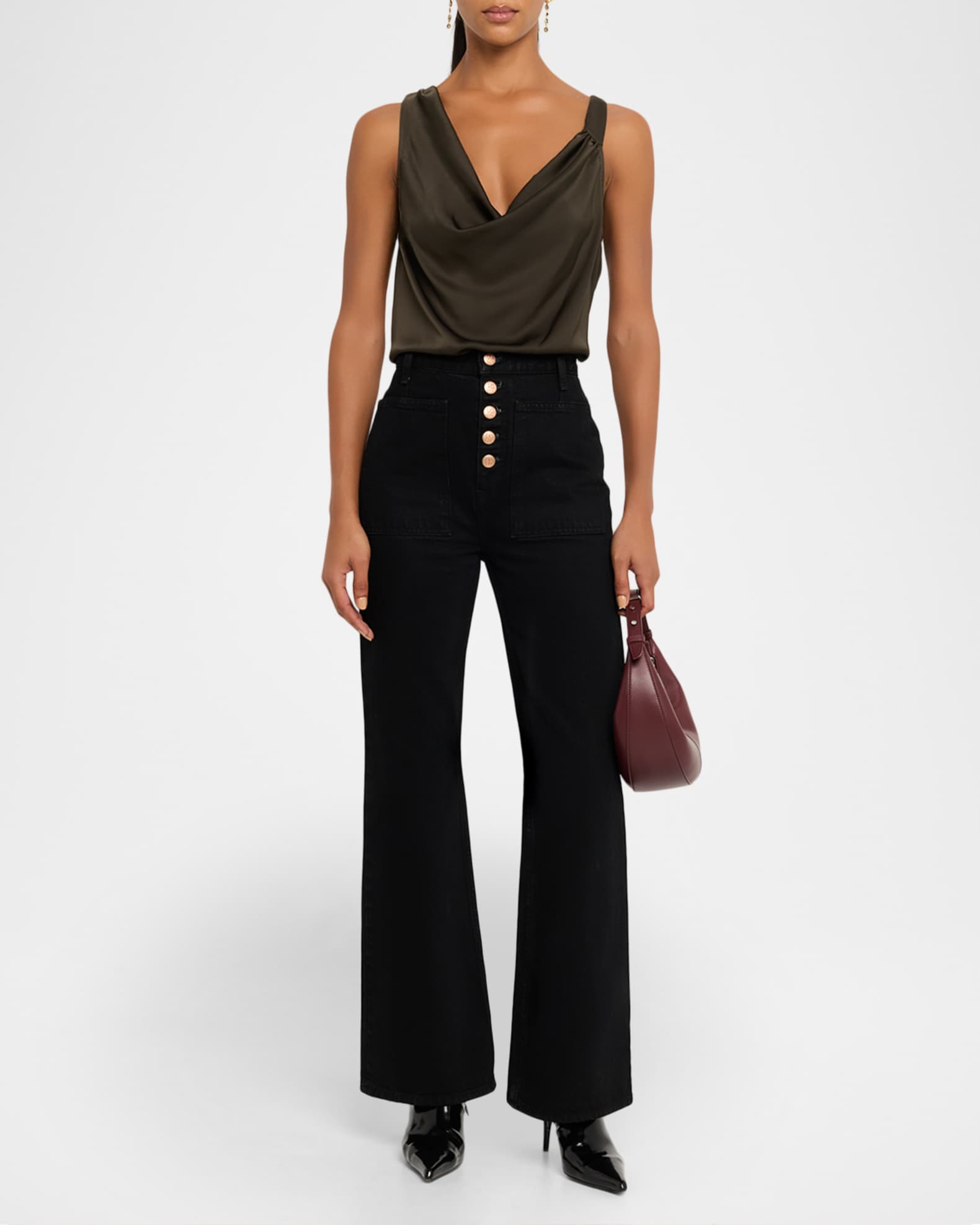 Ramy Brook Zoe Draped Satin Blouse | Neiman Marcus