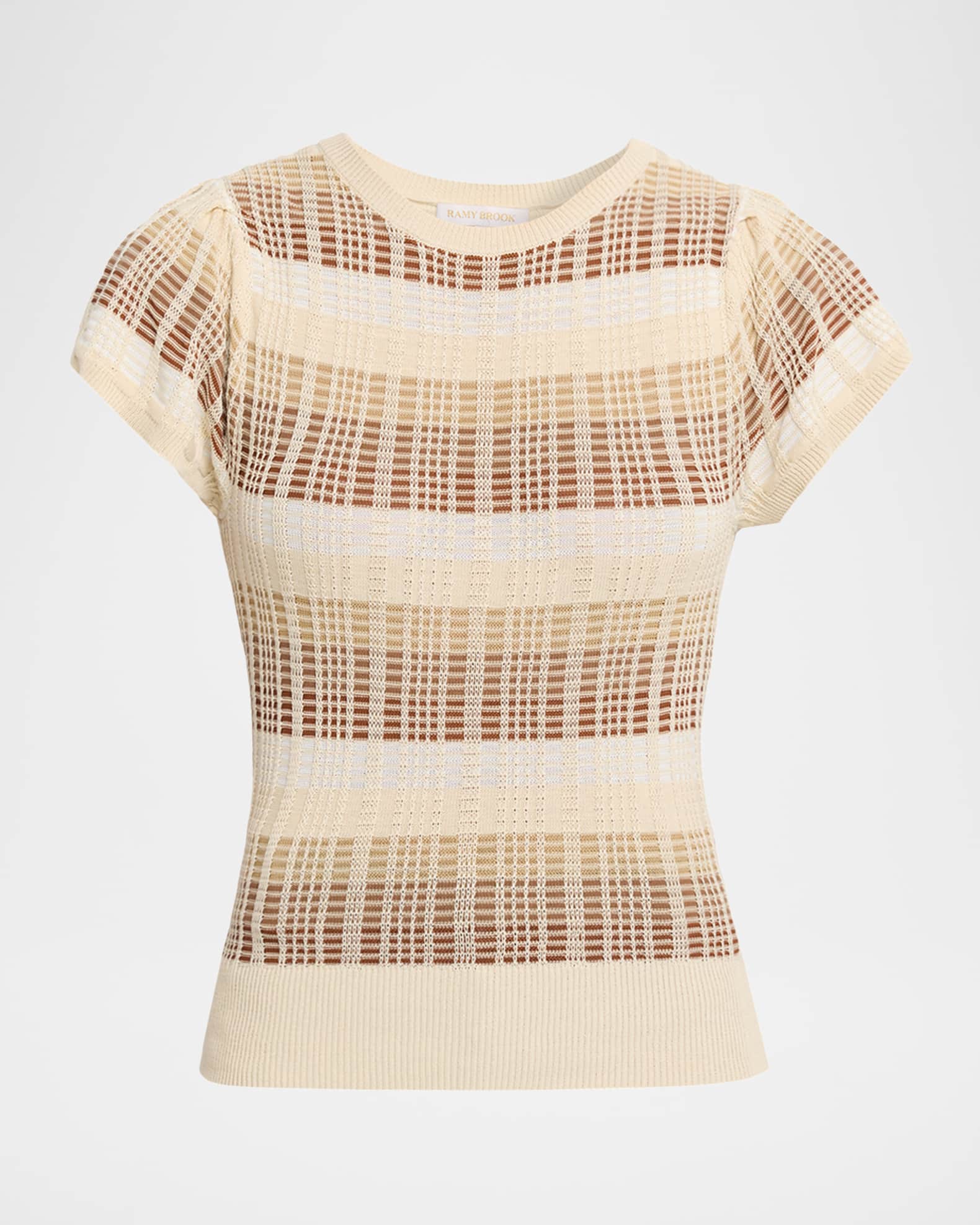 Ramy Brook Rebecca Striped Flutter-Sleeve Knit Top | Neiman Marcus
