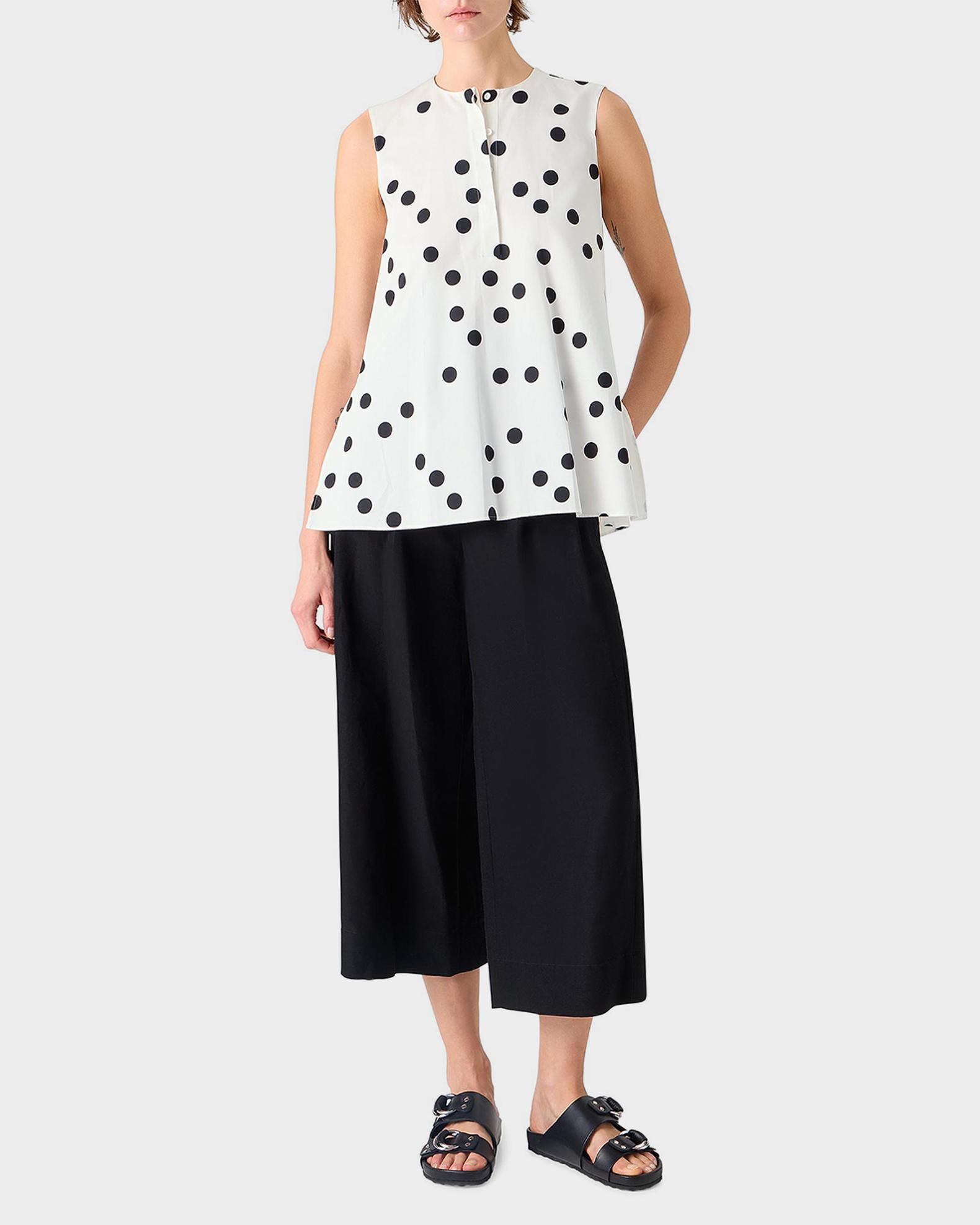 Akris punto Polka-Dot Cotton Sleeveless Tunic Blouse | Neiman Marcus