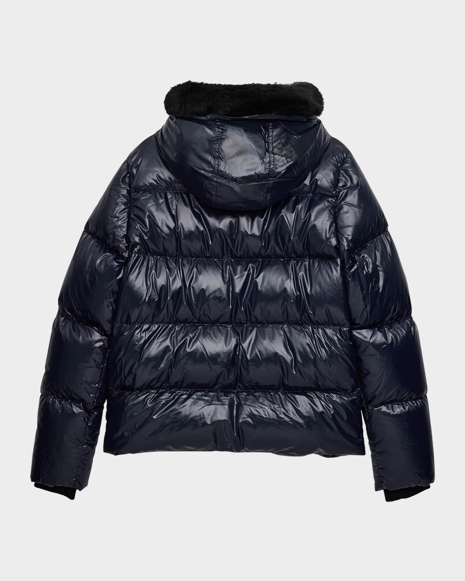 Moose Knuckles Kid's Kings Shearling-Trimmed Puffer Jacket, Size